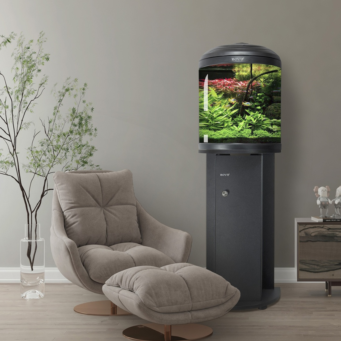 Boyu Half Moon Aquarium Cabinet - 612Lx368Wx613Hmm