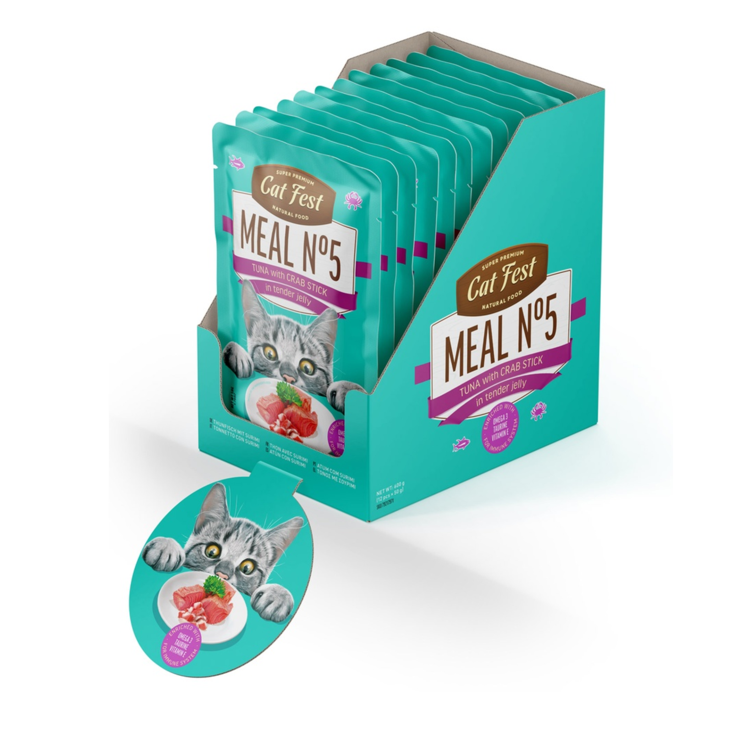 Cat Fest Wet Cat Food in Jelly & Tuna With Crab Stick - 50g