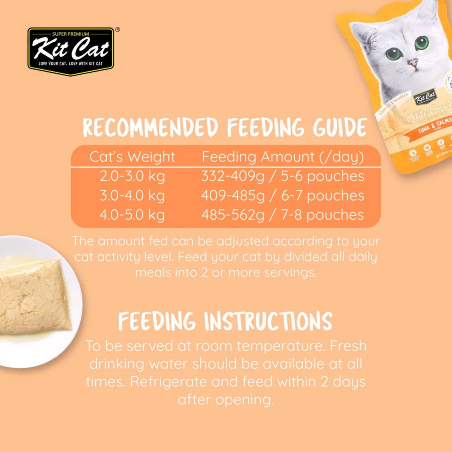 Kit Cat Petite Pouch - Tuna & Salmon In Aspic Wet Cat Food 70G