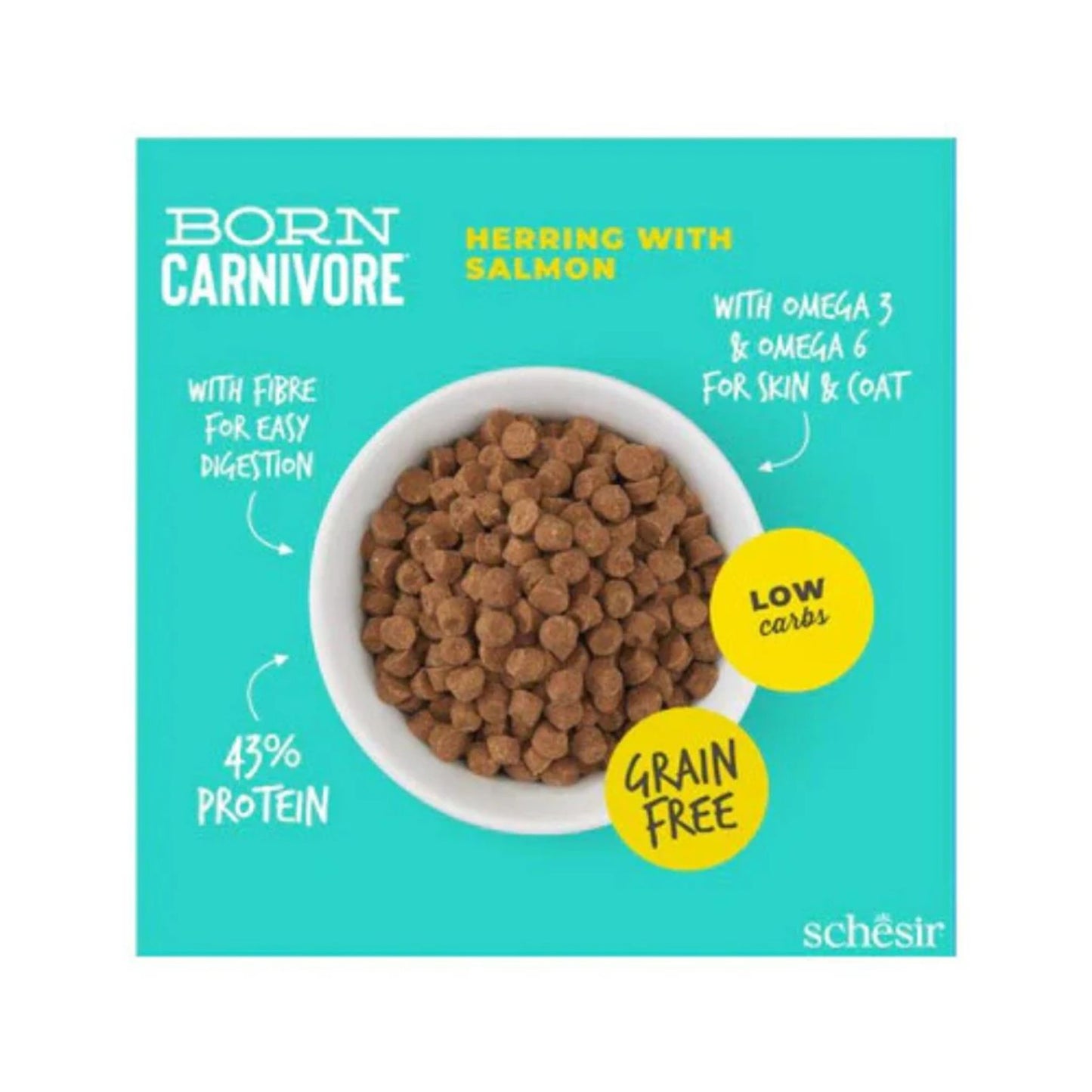 Schesir Born Carnivore Herring & Salmon Dry Cat Food - 1.25kg
