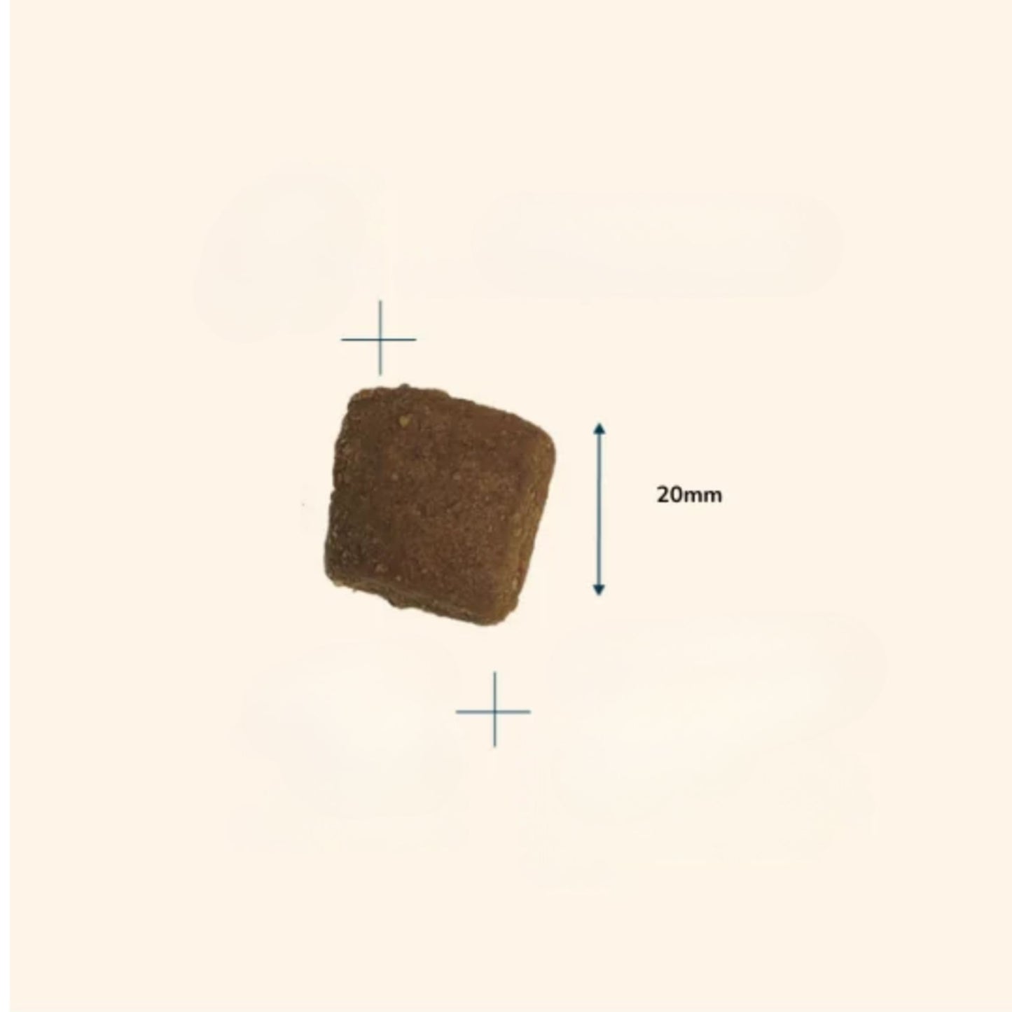 Small brown sponge with dimensions on a beige background