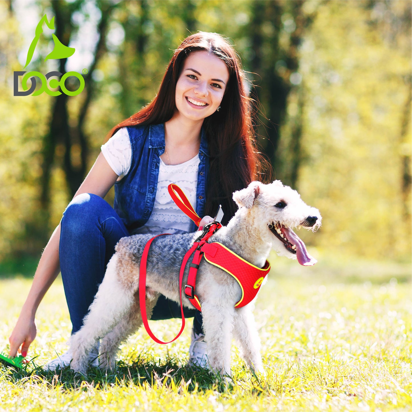 Doco Reflective Yellow Rope Mesh Dog Leash 1.5cm x 150cm Small