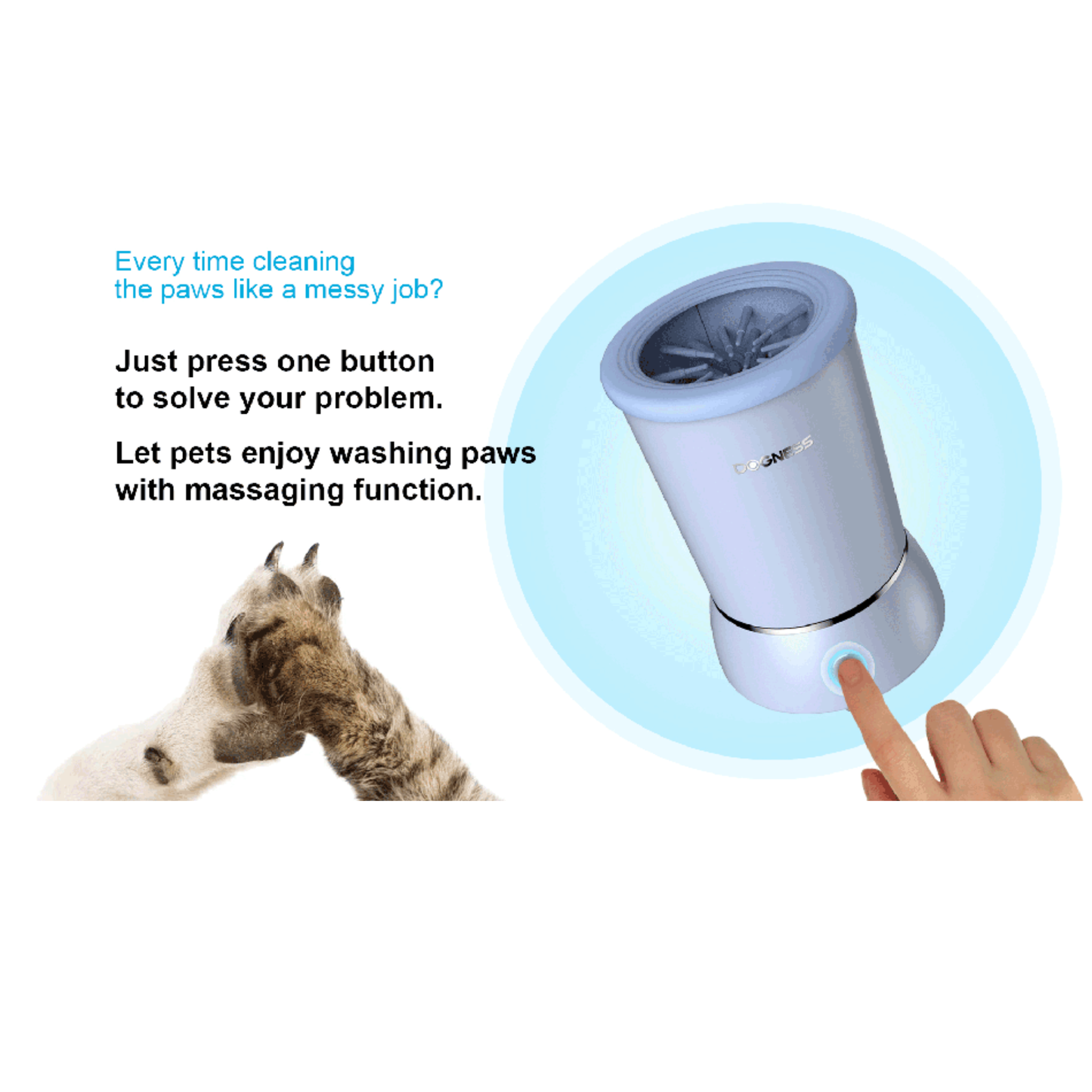 Dogness Automatic Pet Paw Cleaner & Massager - White