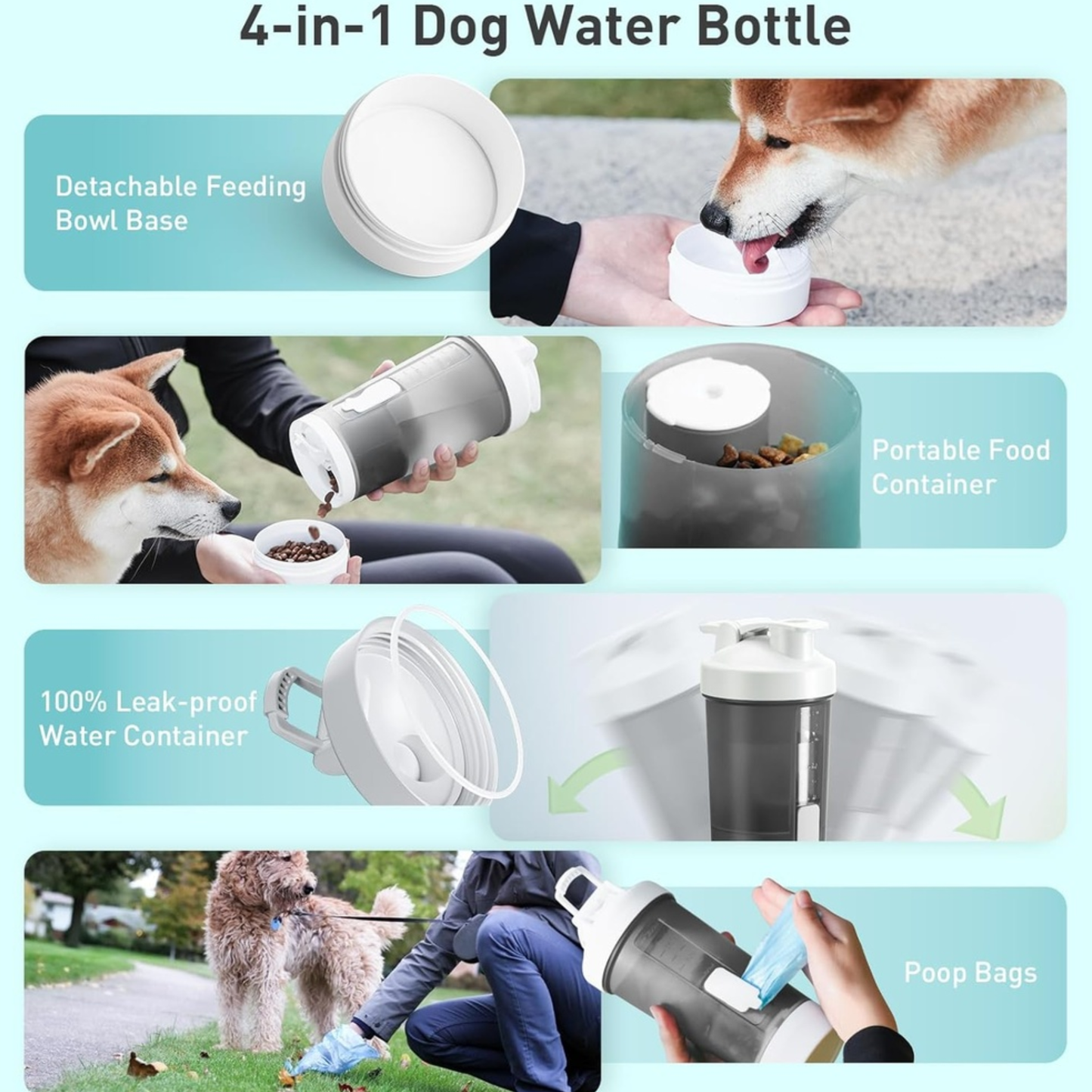 Pawgether Pure Travel 4 in 1 Pet Travel Bottle - Green