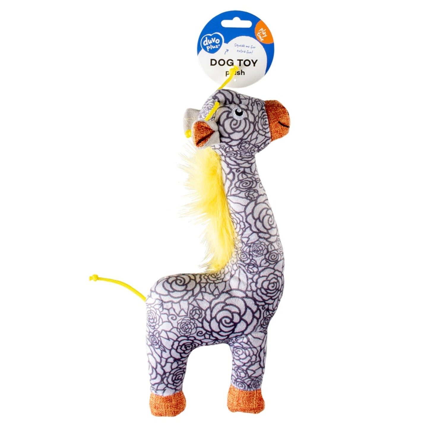 Dog toy zebra with floral pattern on a white background