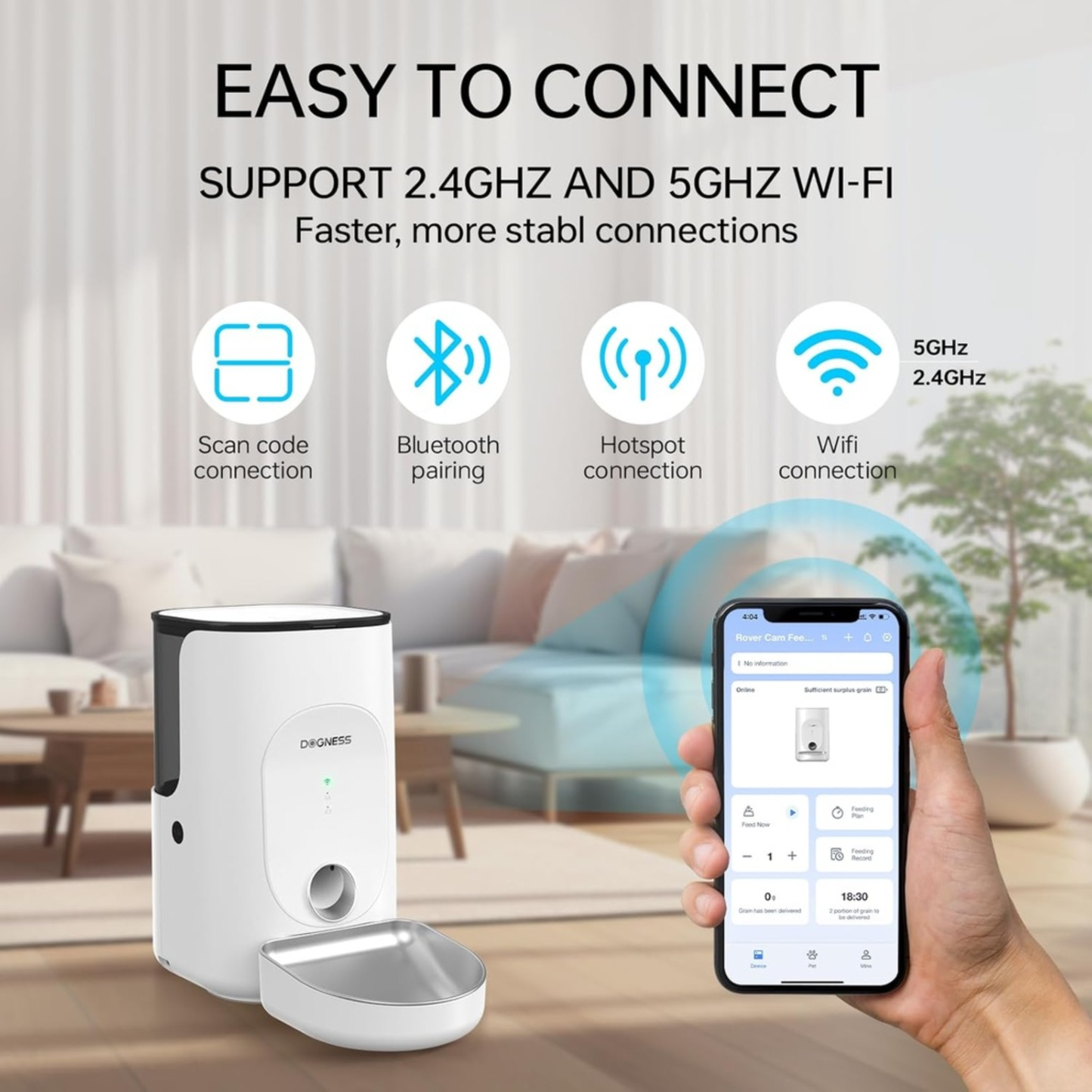 Dogness Rover Smart Feeder For Pets App Controlled White - 4 Liters