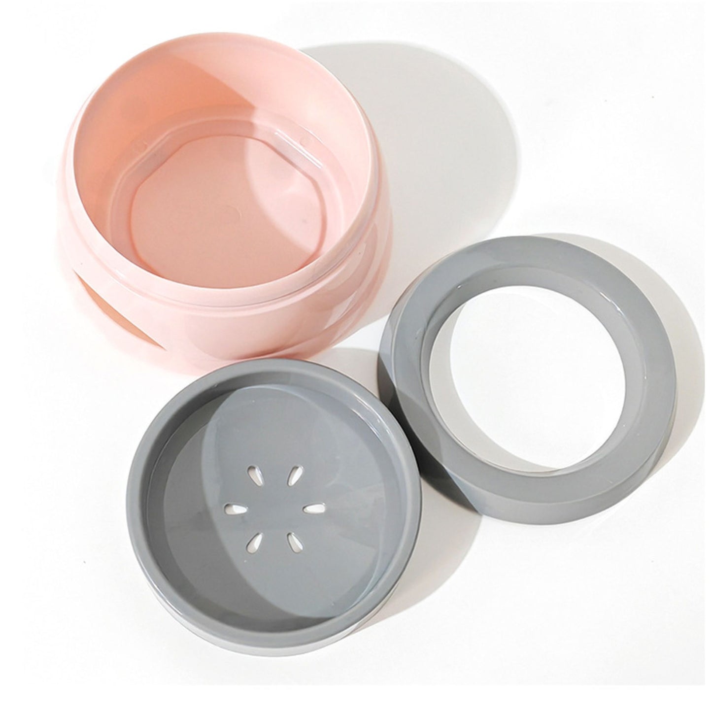 Pink and grey Feeding bowl on a white background