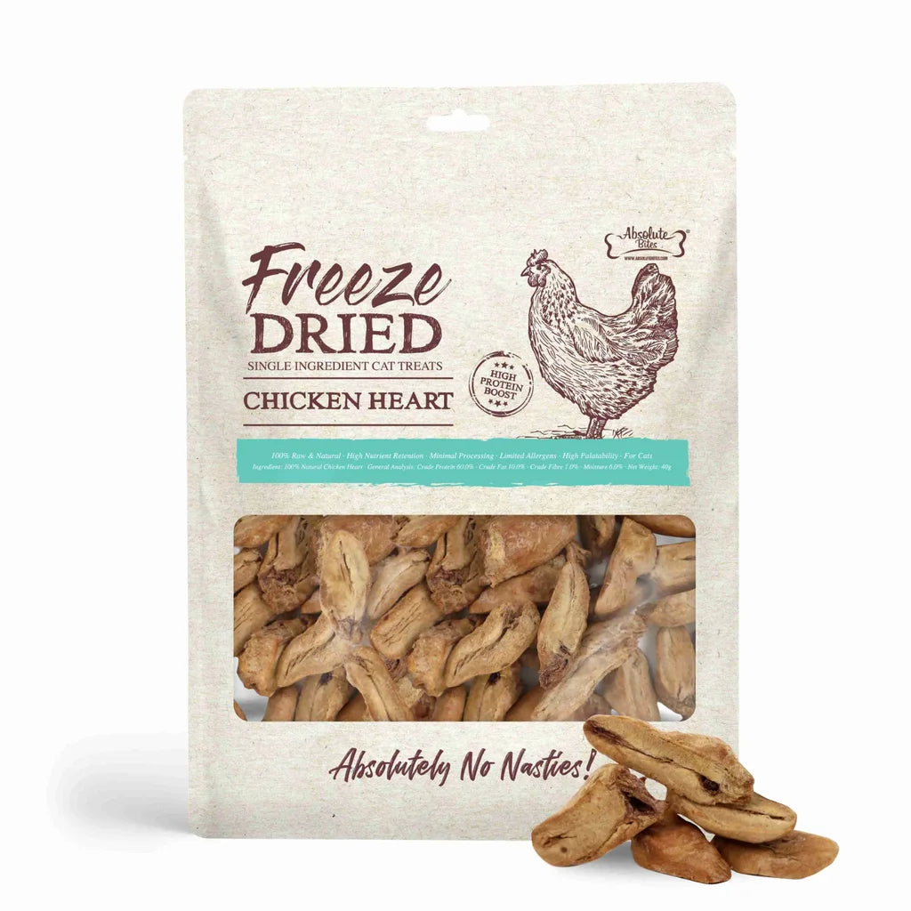 Absolute Bites Freeze Dried Chicken Heart Cat Treat - 40g