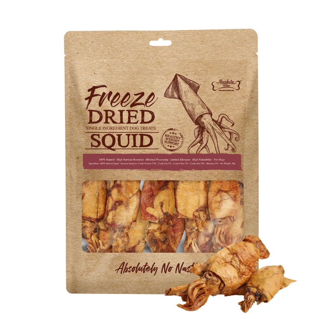 Absolute Bites Freeze Dried Dog Treat Squid - 40g
