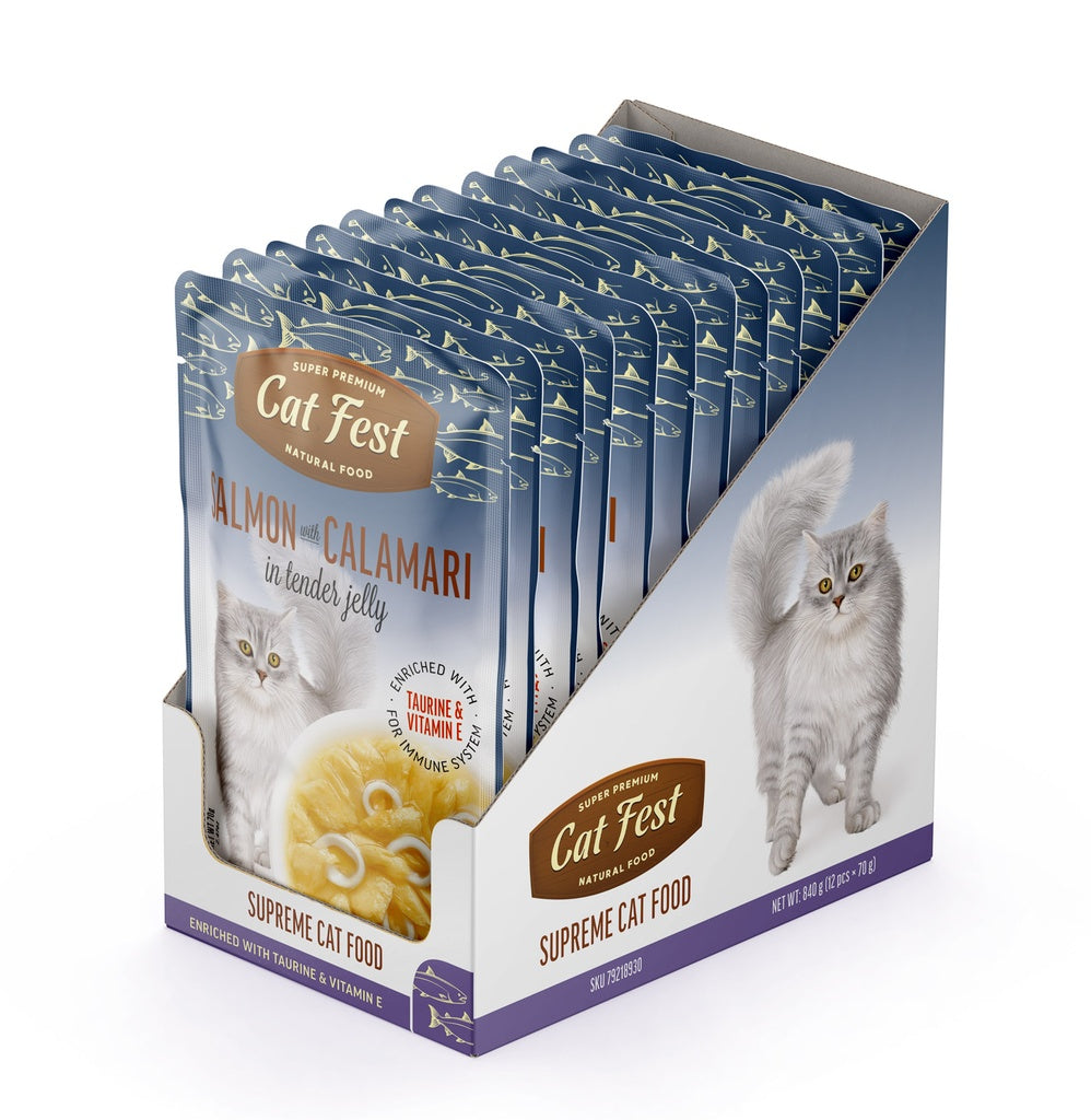 Cat Fest Salmon With Calamari In Tender Jelly For Cats