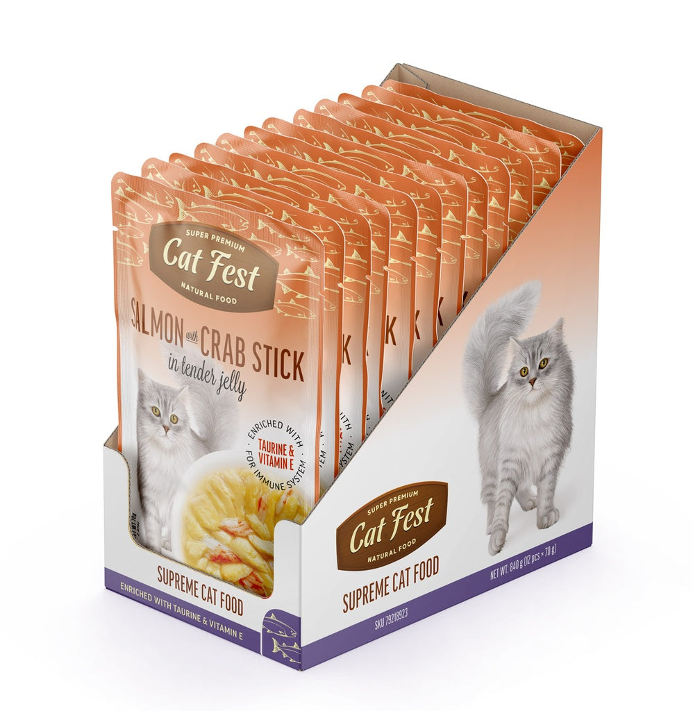 Cat Fest Salmon & Crab Stick In Jelly Tender Meal Cat Wet Food