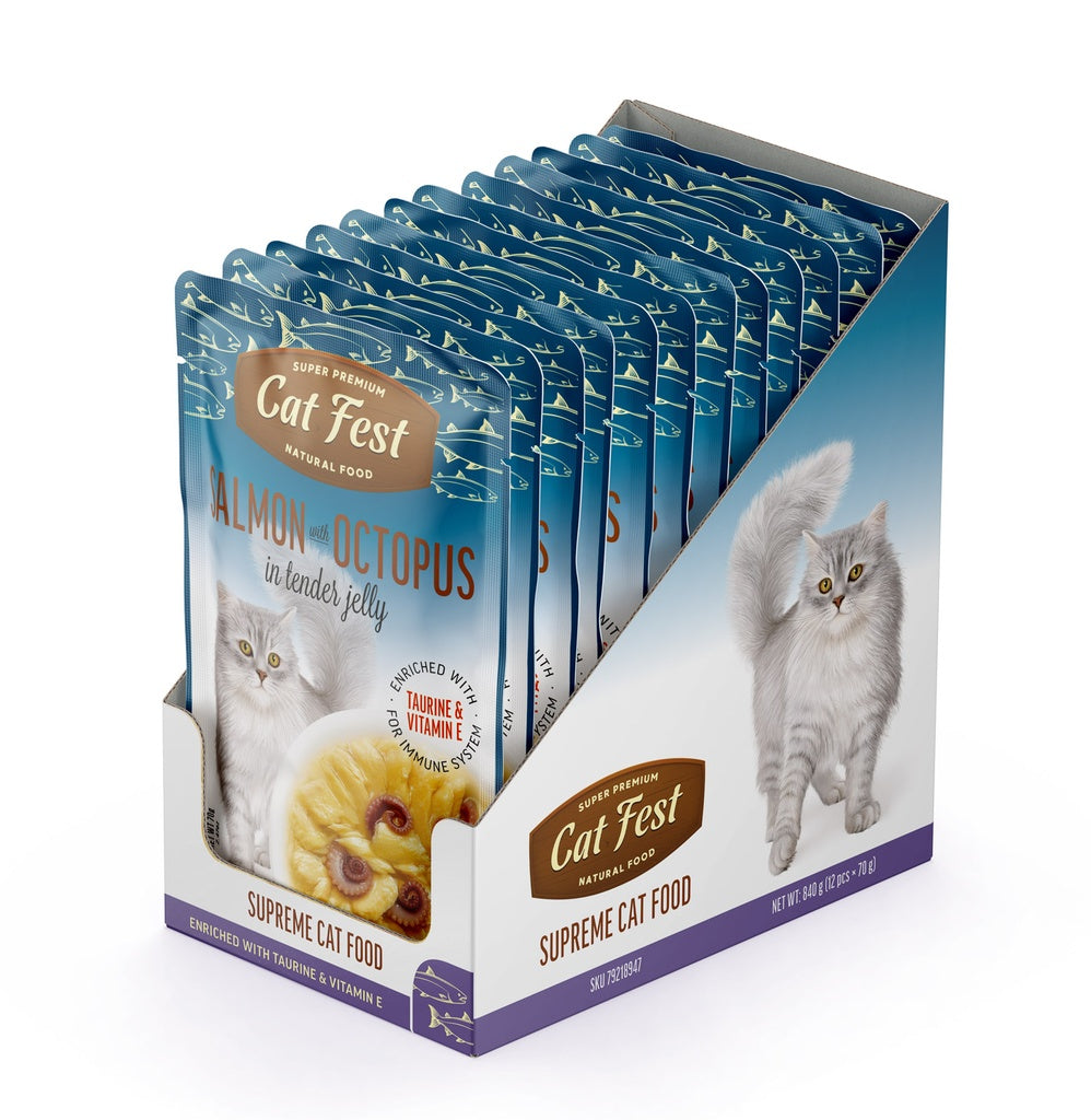Cat Fest Salmon & Octopus In Jelly Protein-Rich Wet Food
