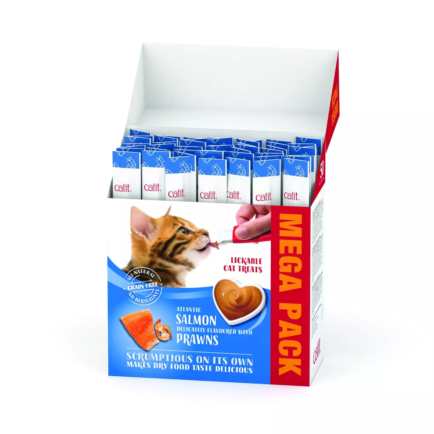 Catit Creamy Cat Treats Mega Pack Salmon & Prawn - 50tubes/box