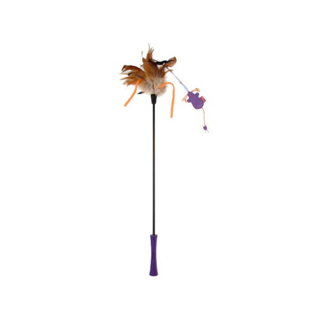 CatWand Feather Teaser Purple Stick With Feather & TPR Handle