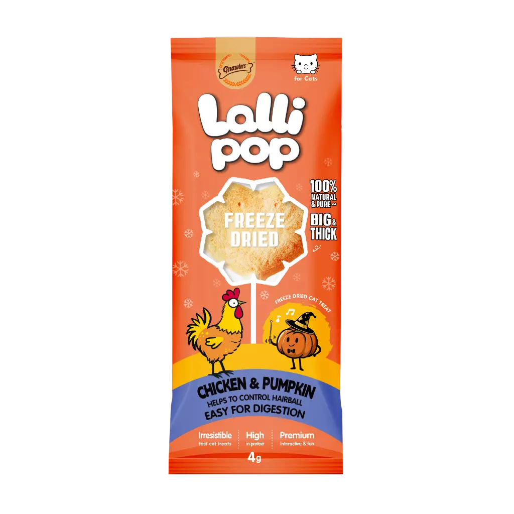 Gnawlers Freeze Dried Lollipop Cat Treat Chicken & Pumpkin - 4g
