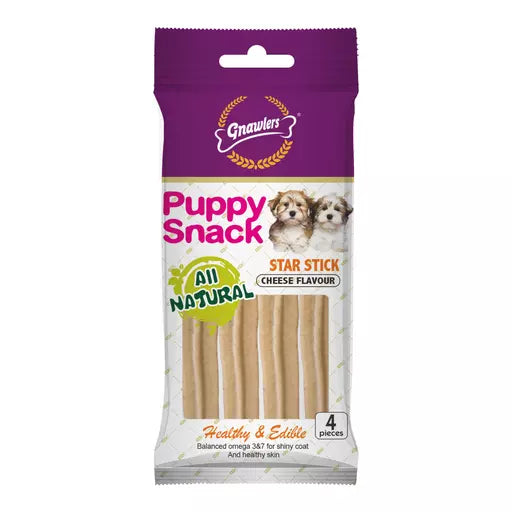 Gnawlers Puppy Treat Stick Cheese Flavor - 80g/4pcs