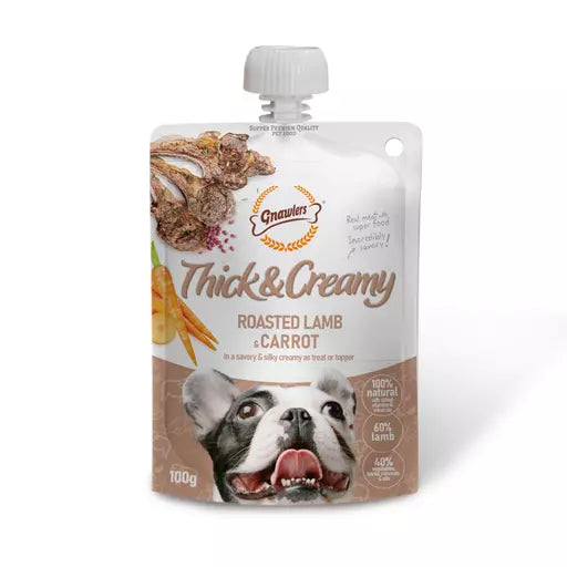 Gnawlers Thick & Creamy Dog Treat Roasted Lamb & Carrot - 100g