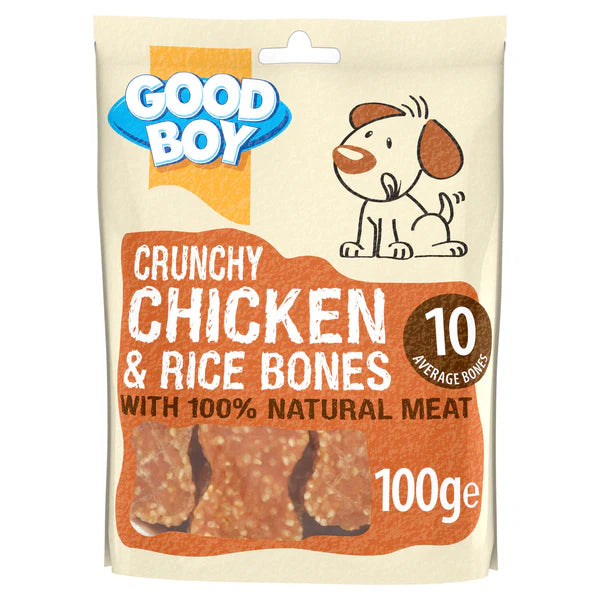 Good Boy Dog Treat Crunchy Chicken & Rice Bones - 100g