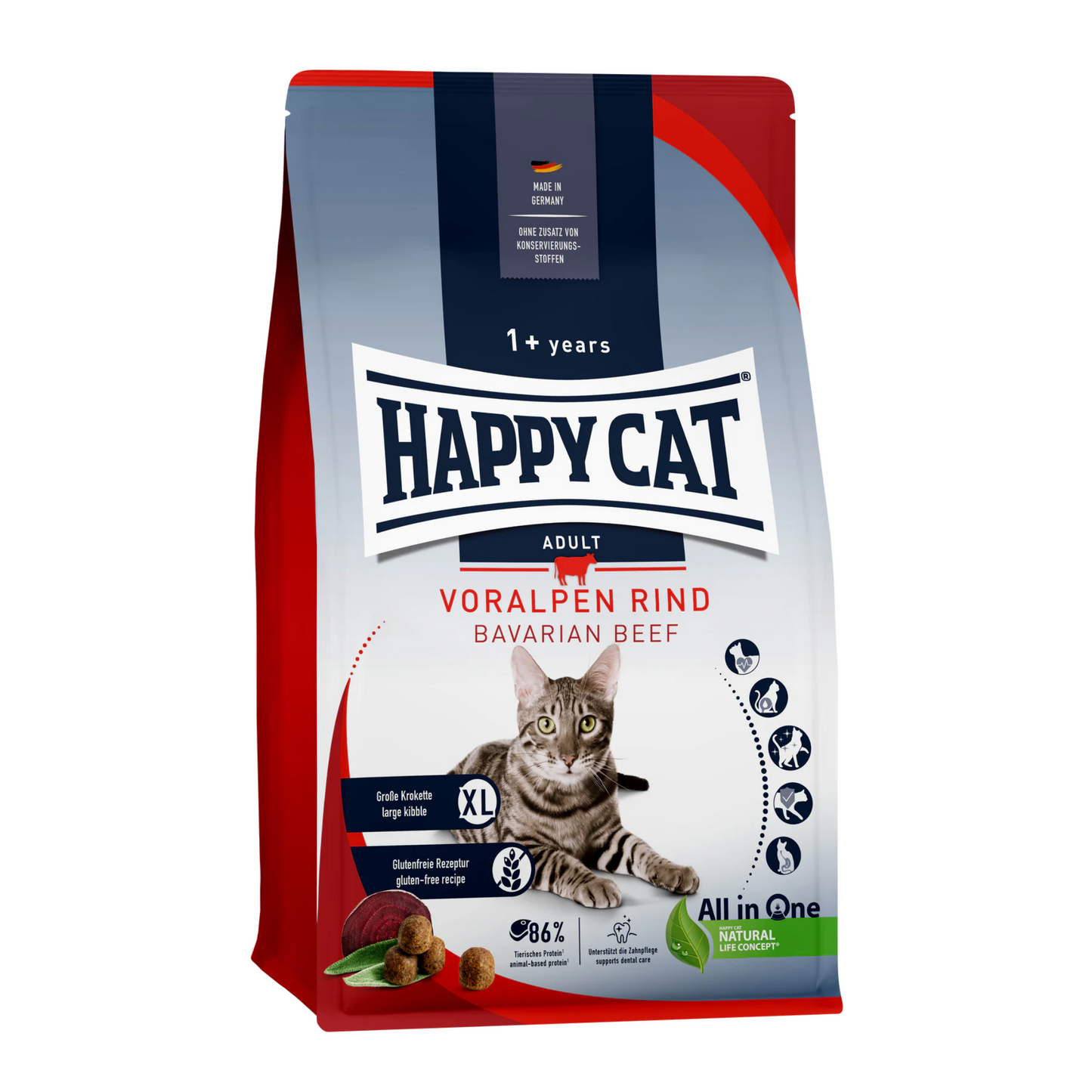 Happy Cat Dry Food Indoor Adult Voralpen Rind - 4kg