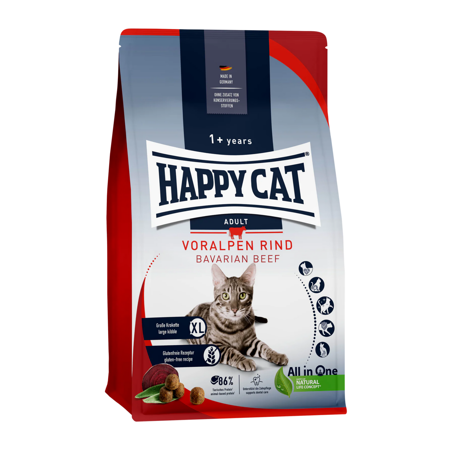 Happy Cat Dry Food Indoor Adult Voralpen Rind - 1.3 kg