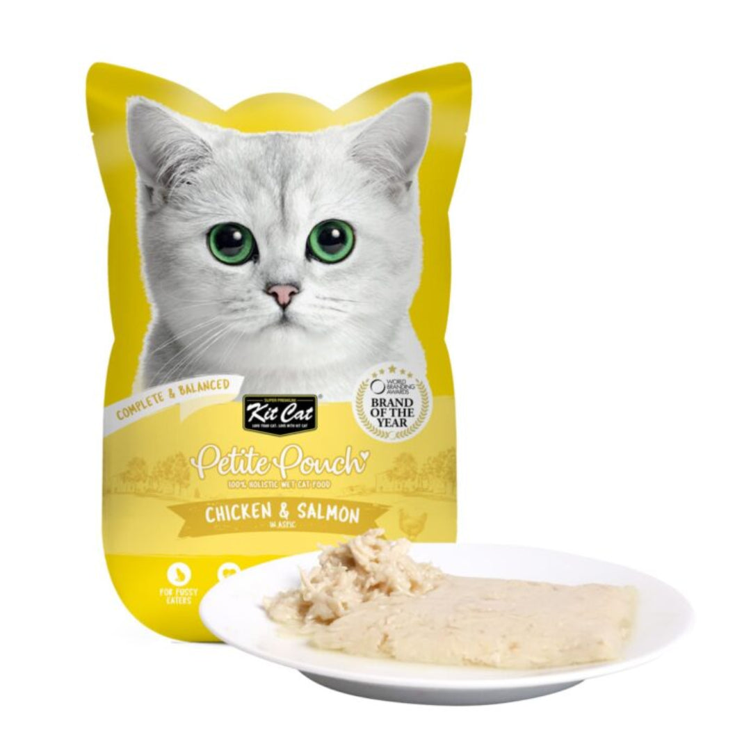 Kit Cat Petite Pouch - Chicken & Salmon In Aspic Wet Cat Food 70G