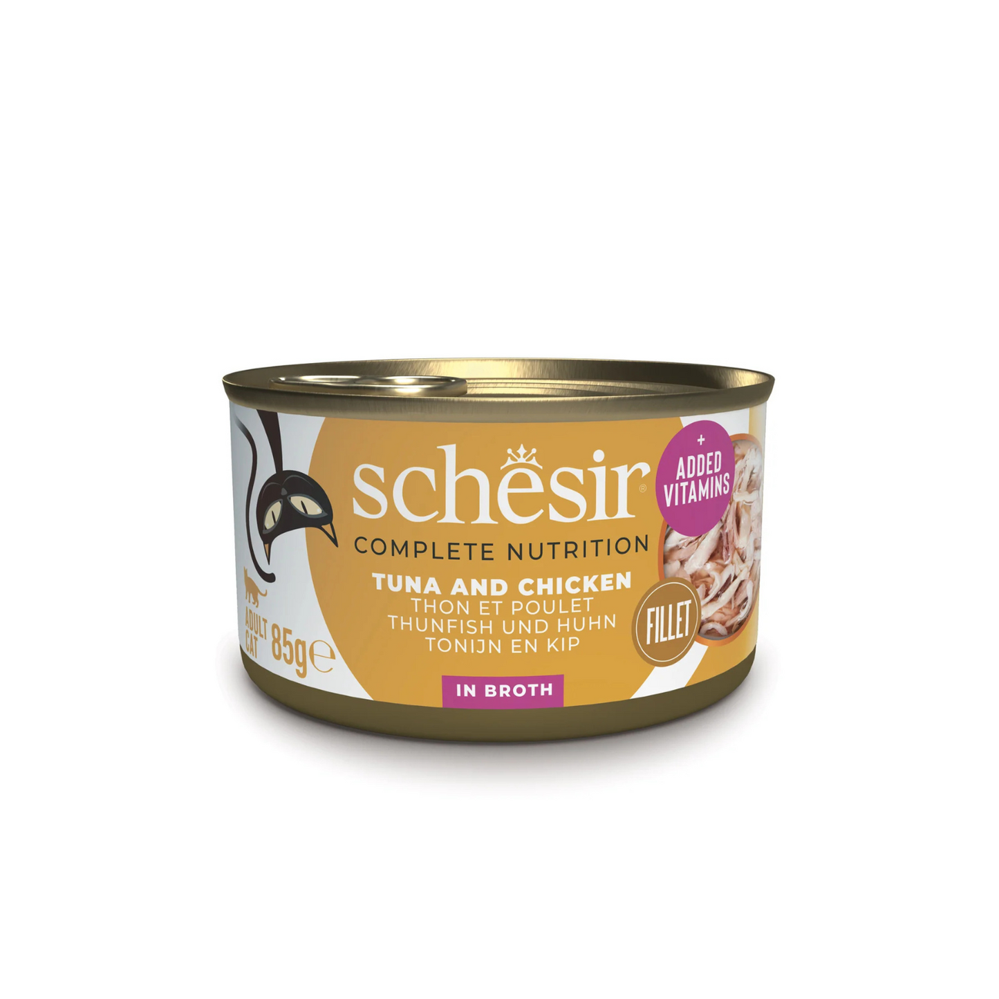 Schesir Wet Cat Food In Broth Can Tuna With Chicken - 85g