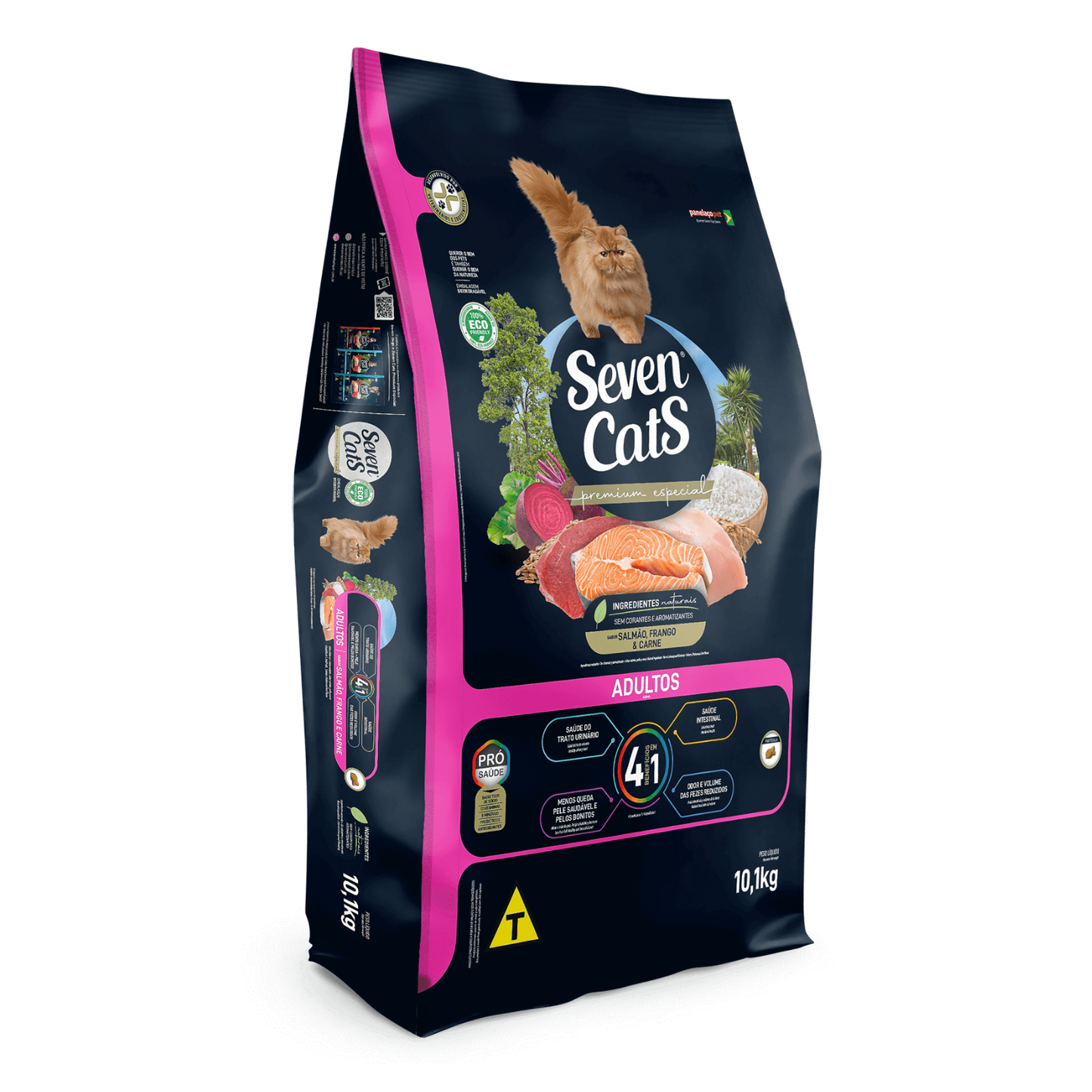 Seven Cats Dry Food For Adult - Beef,Salmon & Chicken - 10kg+100g