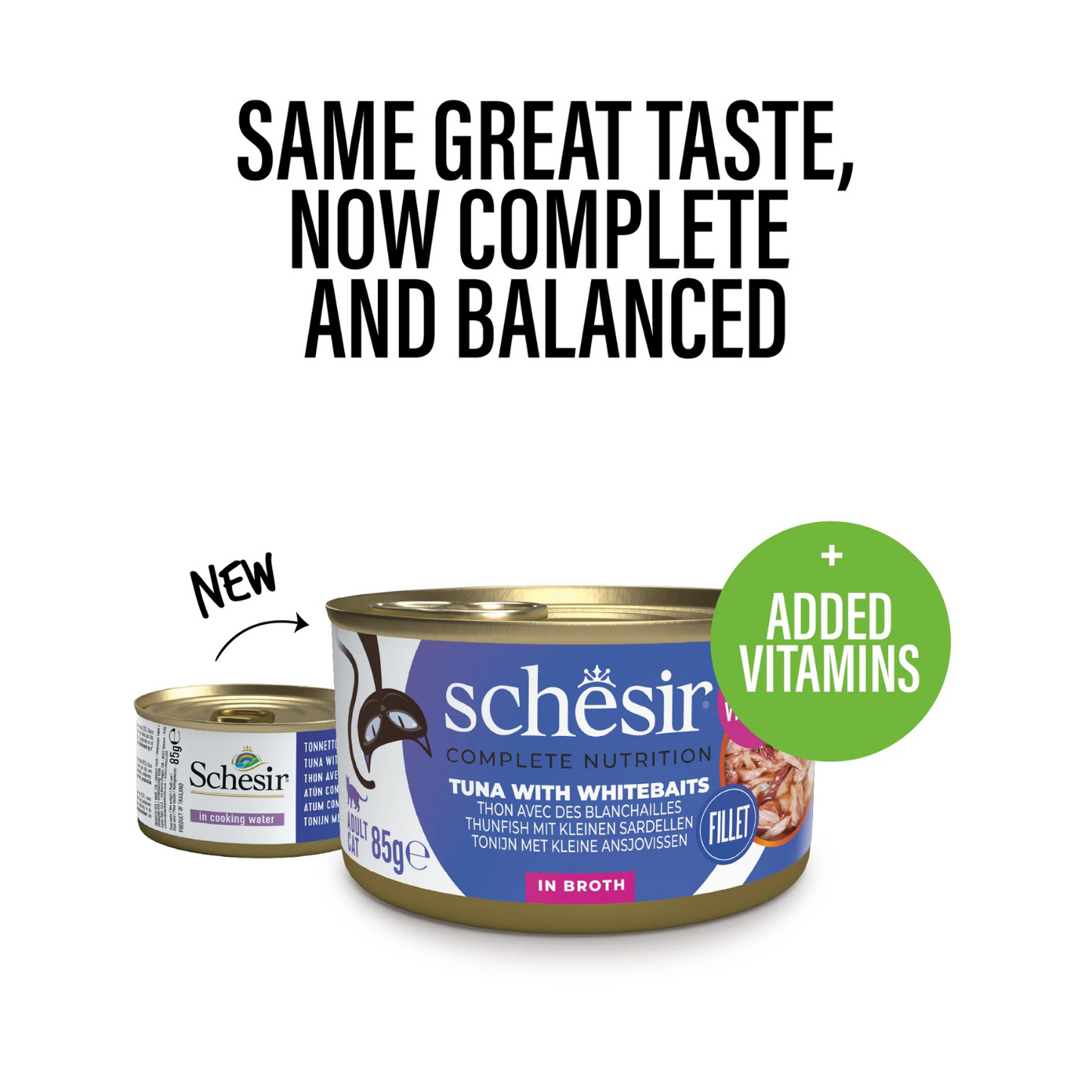 Schesir Wet Cat Food In Broth Can Tuna With Whitebait - 85g