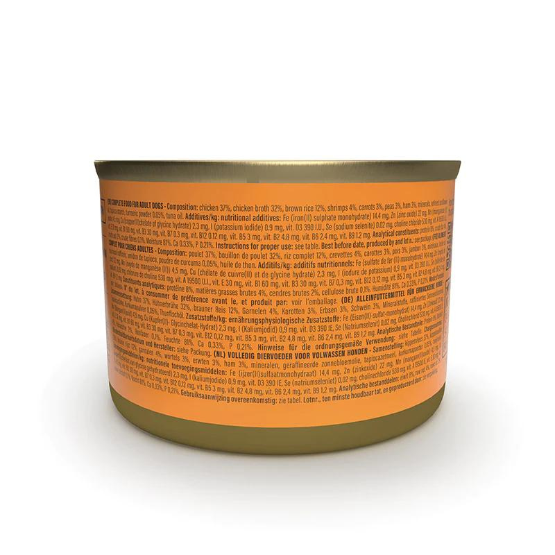 Can with orange label on a white background