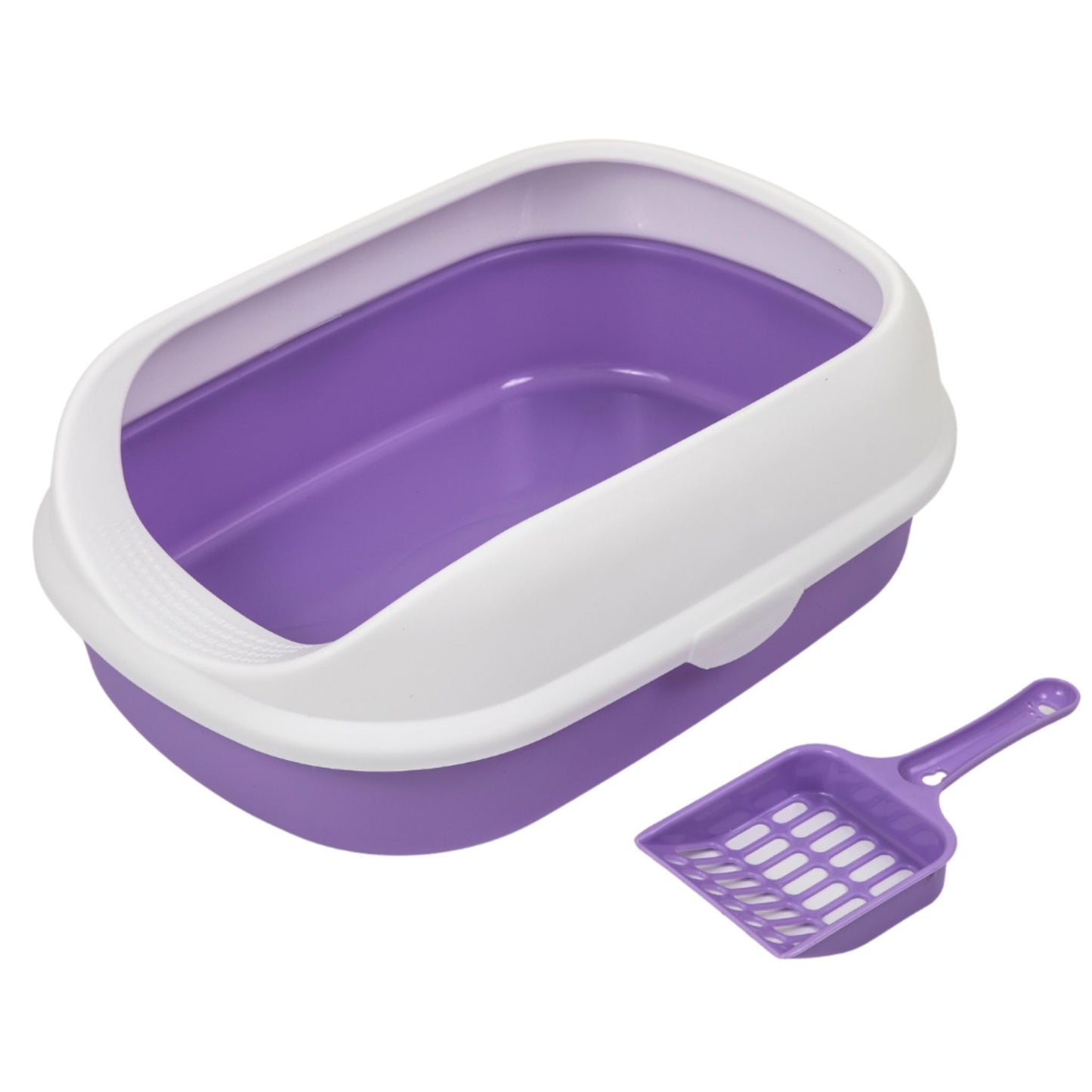 Pado Cat Litter Tray Curved Top With Scoop 41x31x14cm - Purple