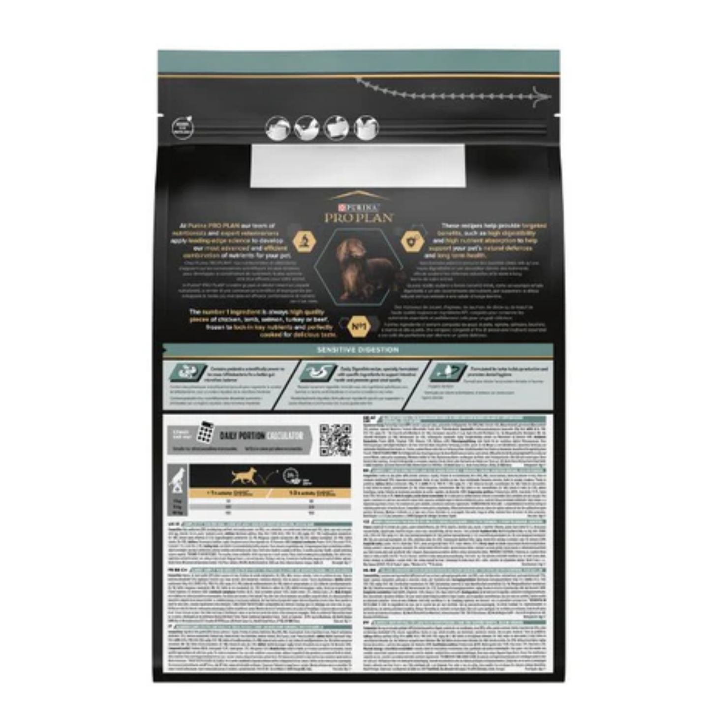 Pet food package with Pro Plan branding on a white background