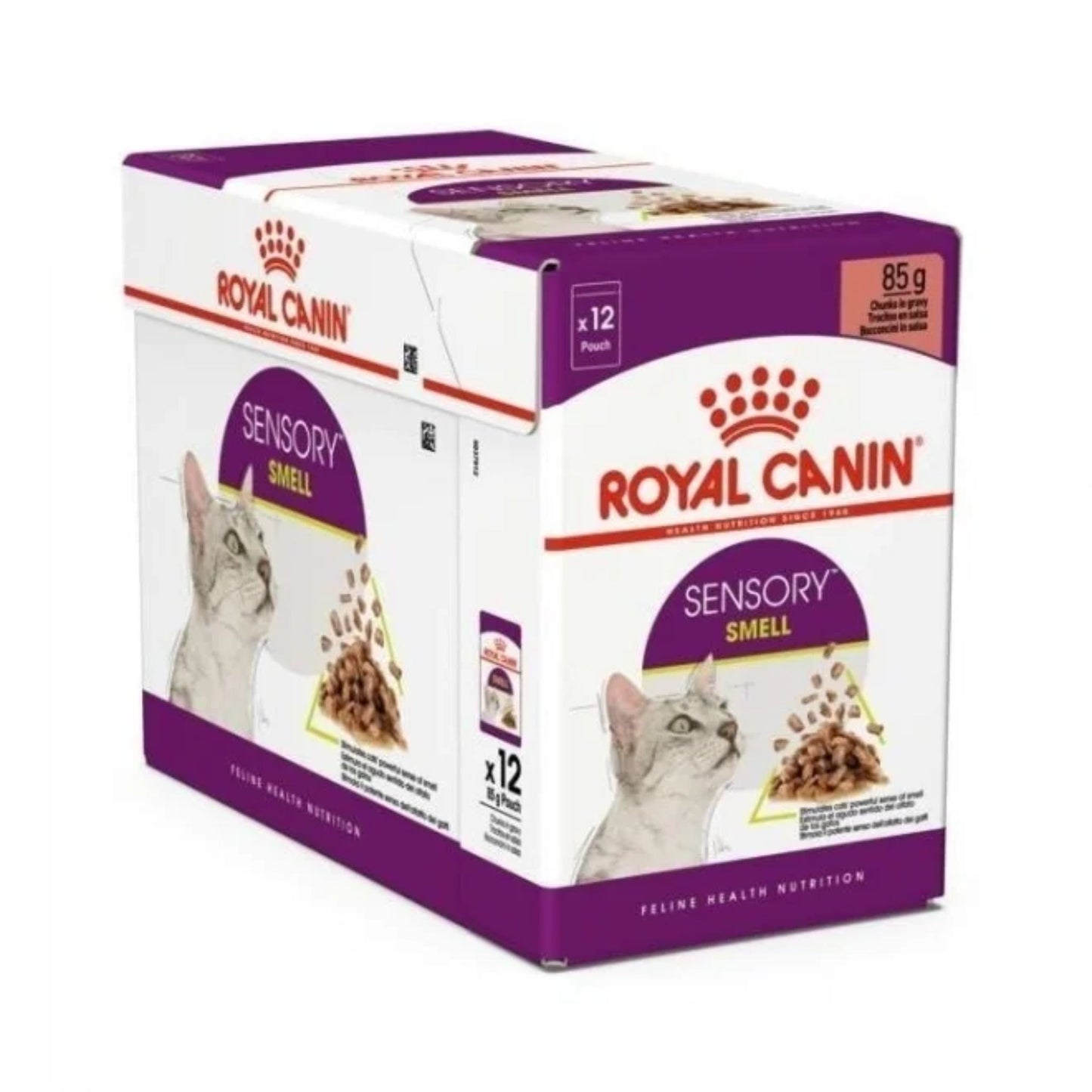 Box of Royal Canin Sensory Smell cat food on a white background
