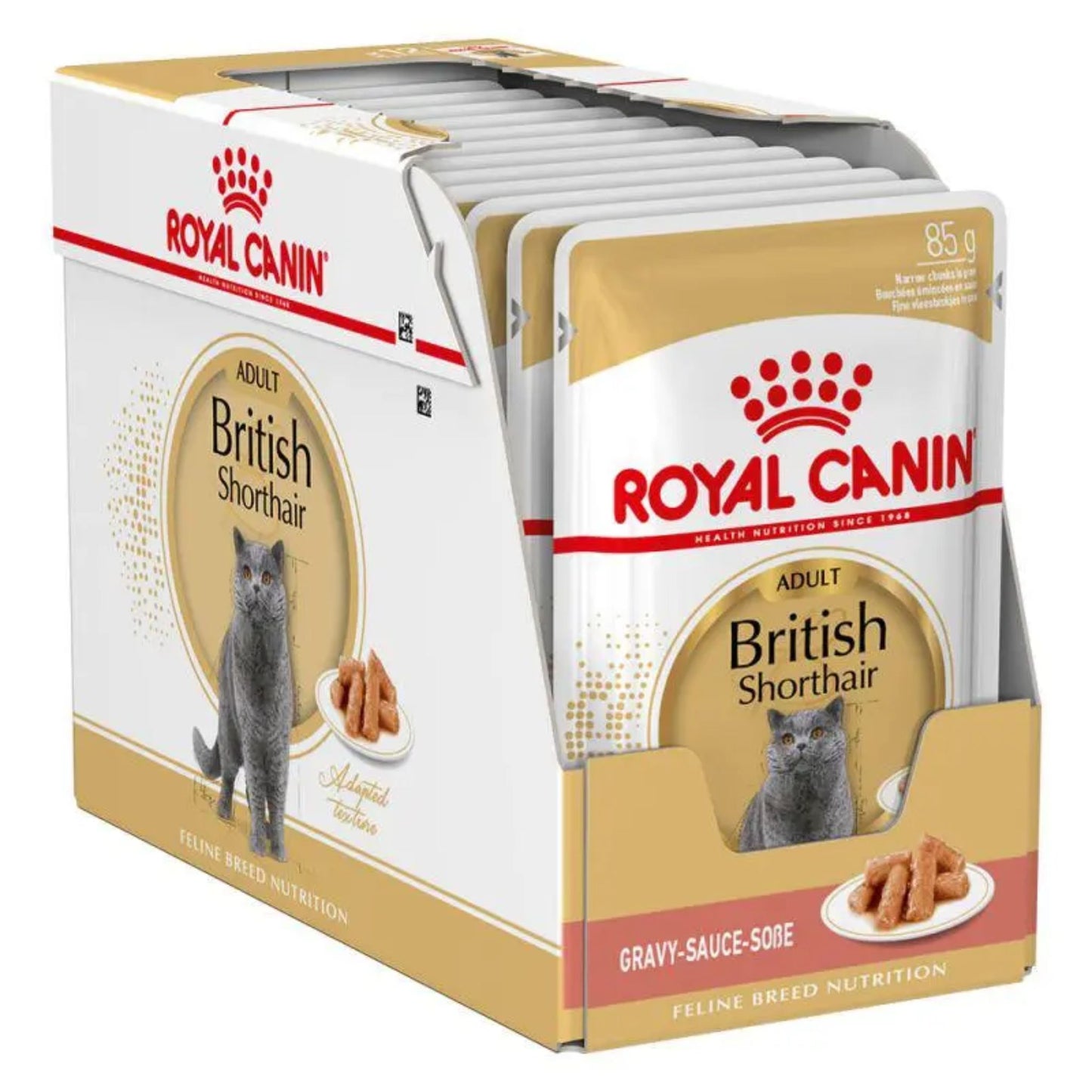 Royal Canin British Shorthair cat food packaging on a white background