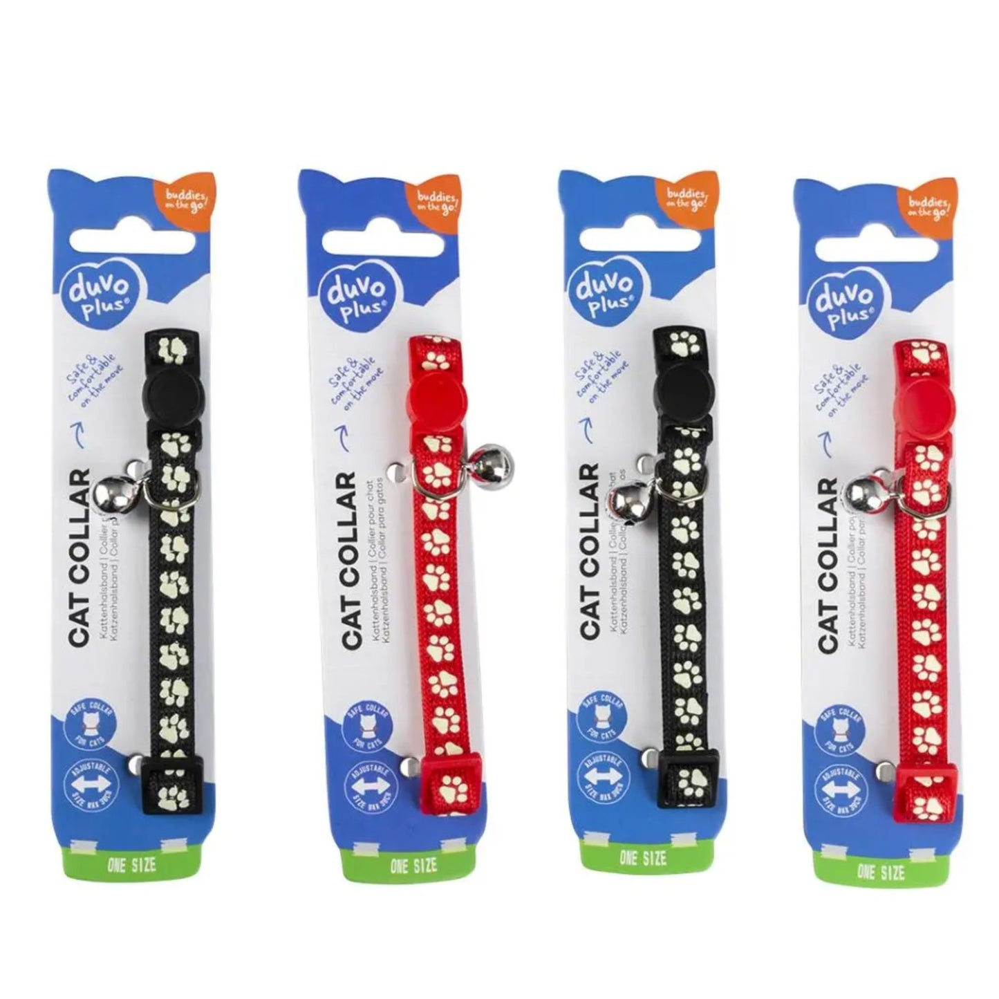 Duvo+ Cat Collar Paws Pattern Nylon Mixed Colors 20–30cmx10mm