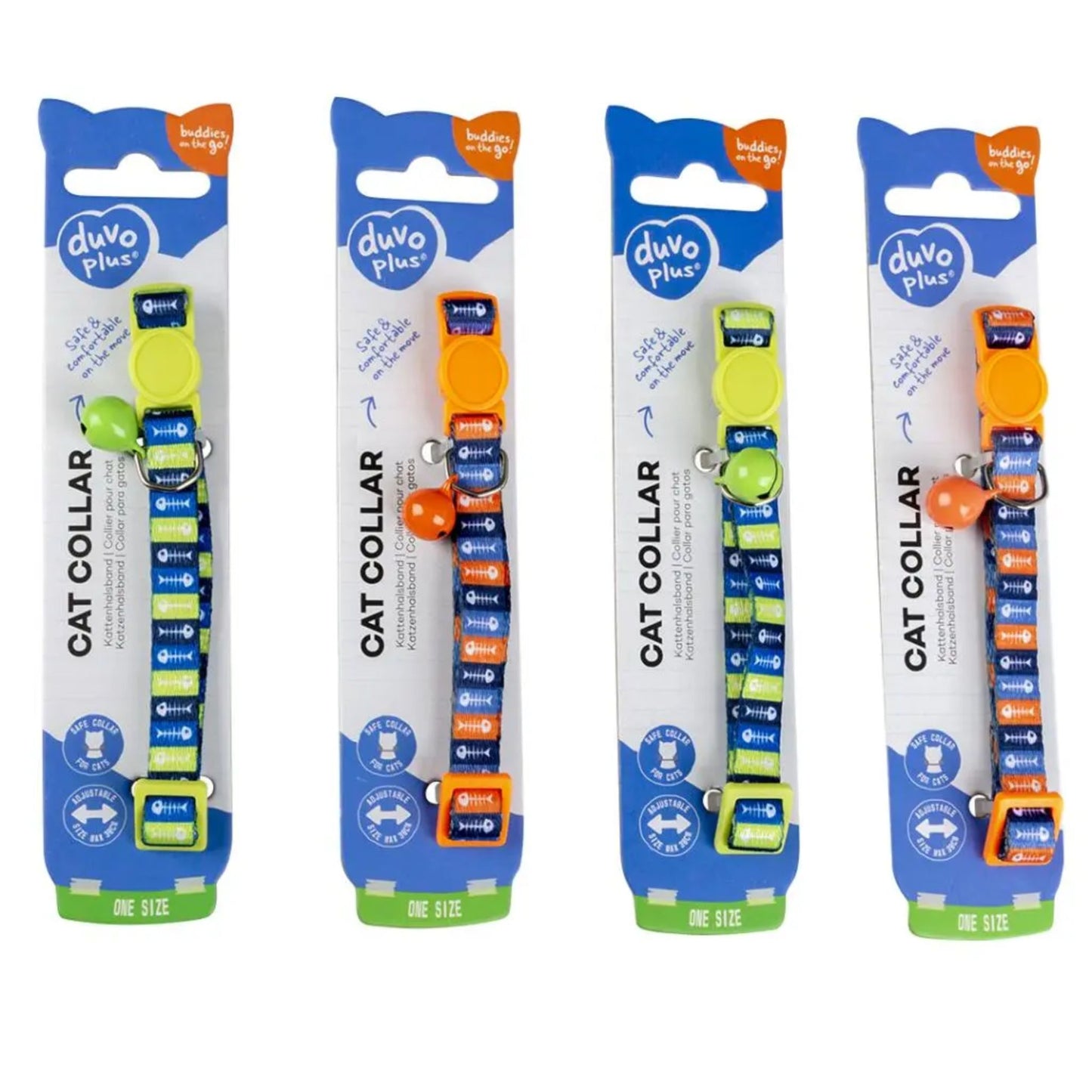 Duvo+ Cat Collar Fish Bones Pattern Nylon Mixed Colors 20–30cmx10mm