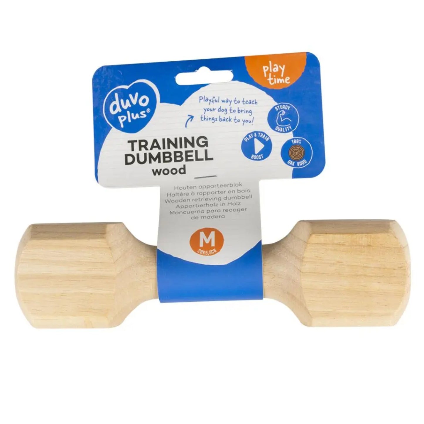 Duvo+ Wooden Retrieving Dumbbell Dog Toy - 20cm
