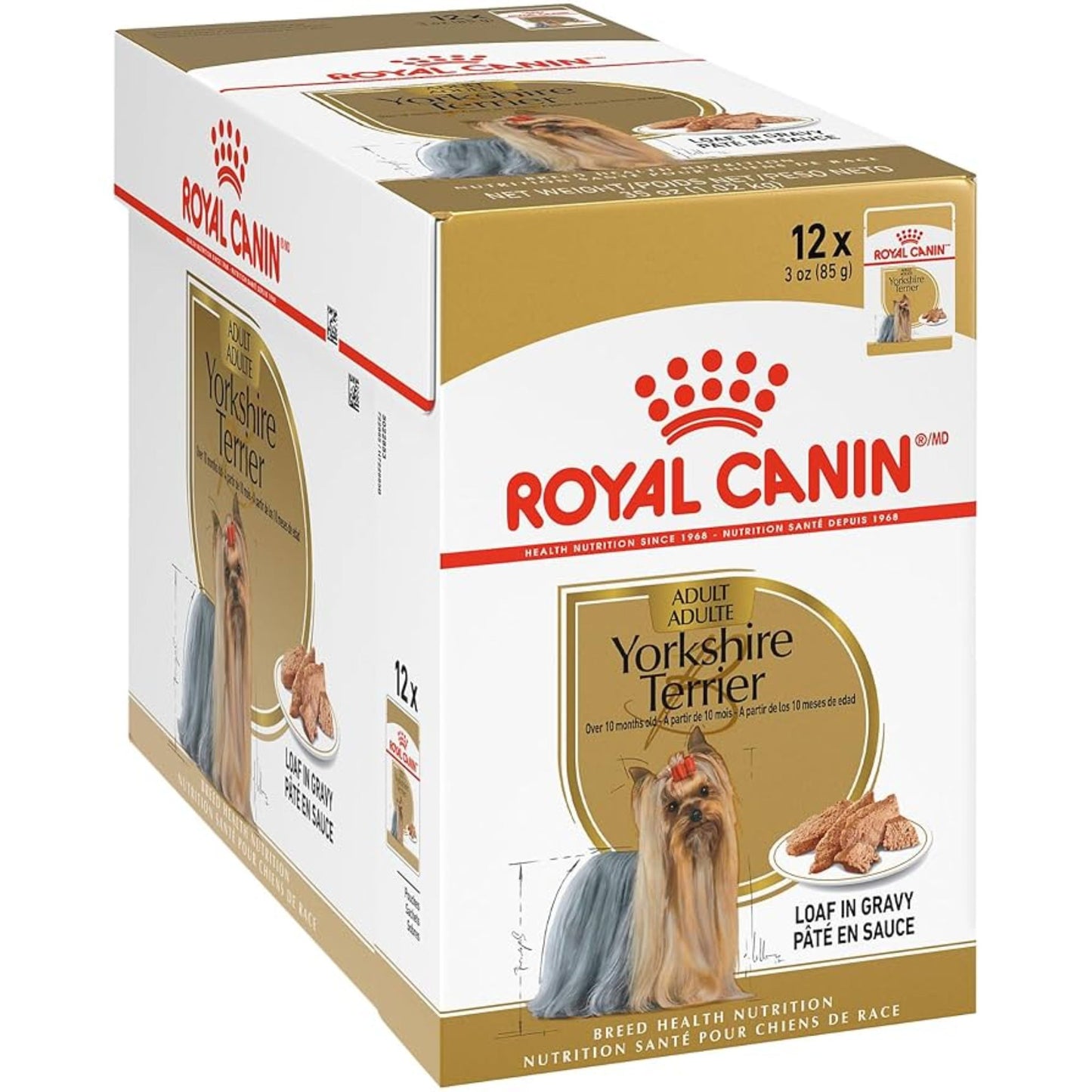 Royal Canin Yorkshire Terrier dog food packaging on a white background