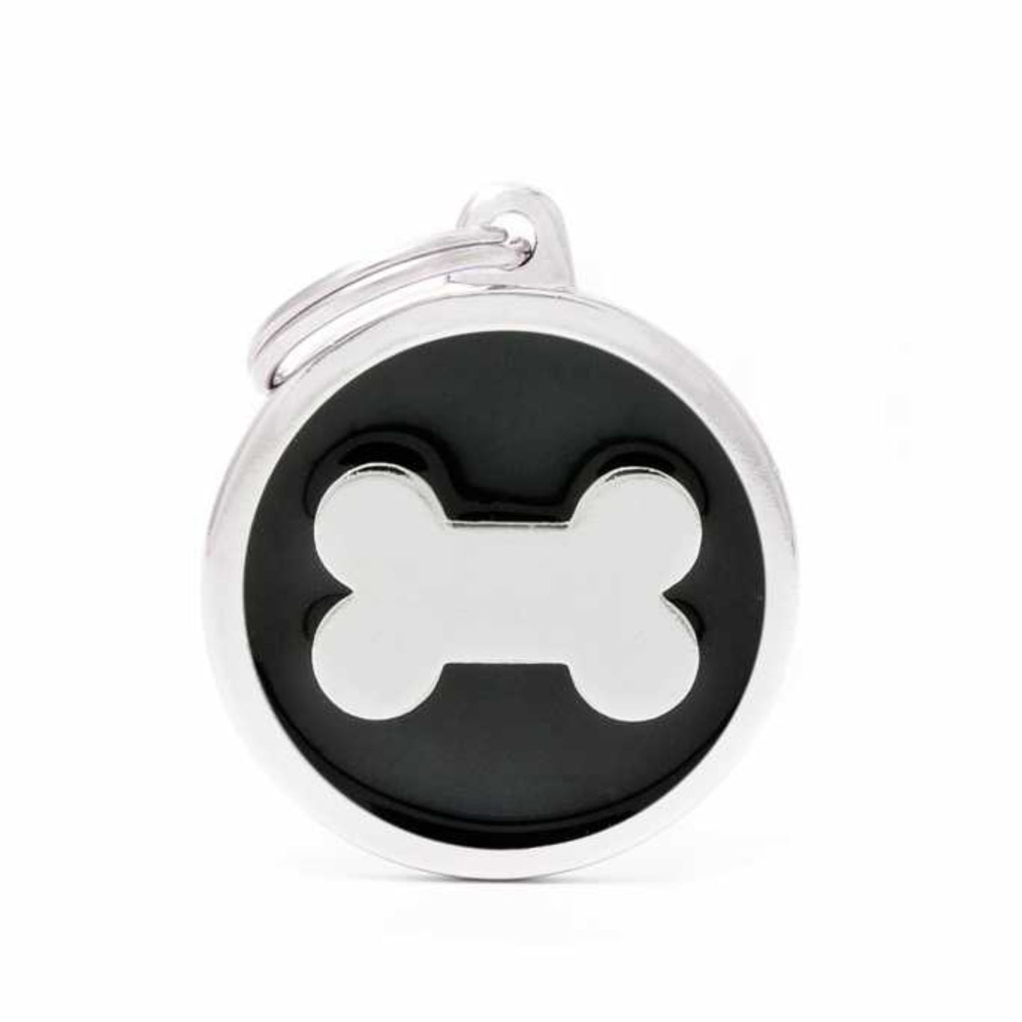 My Family Classic Big Black Circle With Bone Dog ID Tag