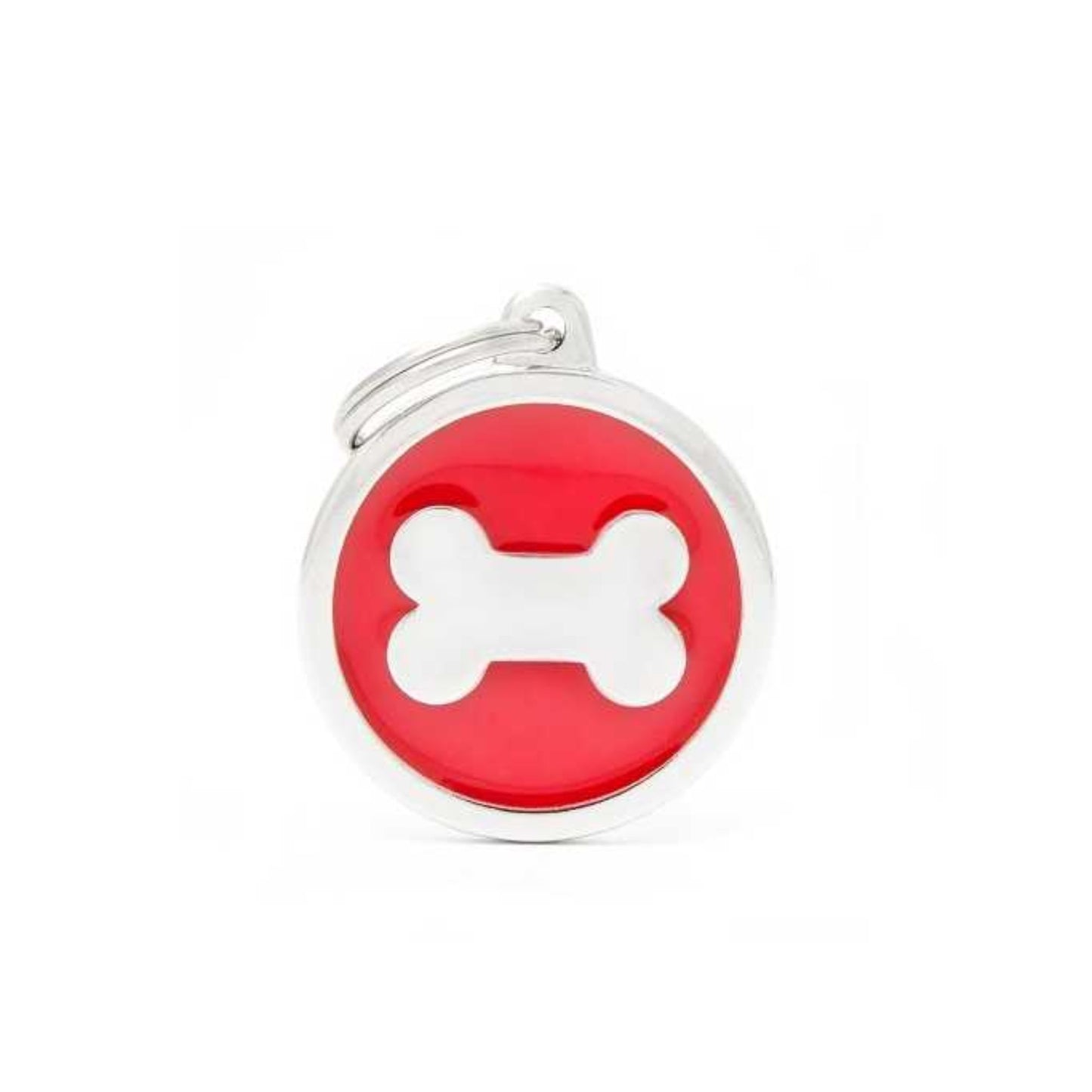 My Family Large Red Circle With Bone Dog ID Tag