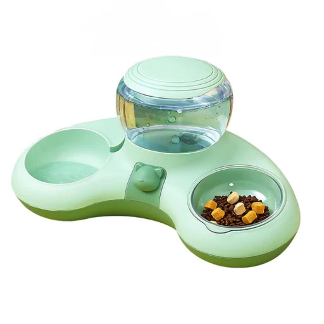Pado Water Dispenser With Double Bowl For Pets Green - 1.4L