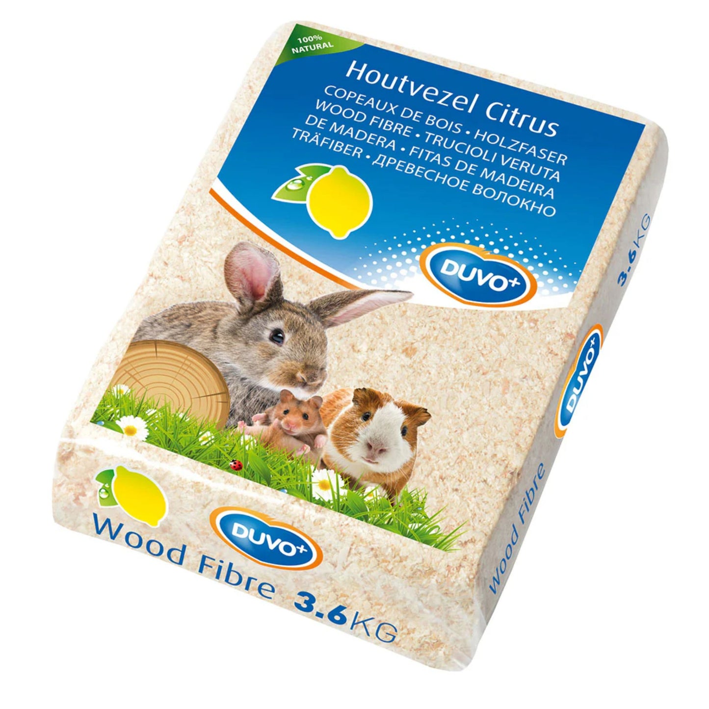 Duvo+ Wood Fibre Bedding Lemon Scent For Small Animals – 3.6kg