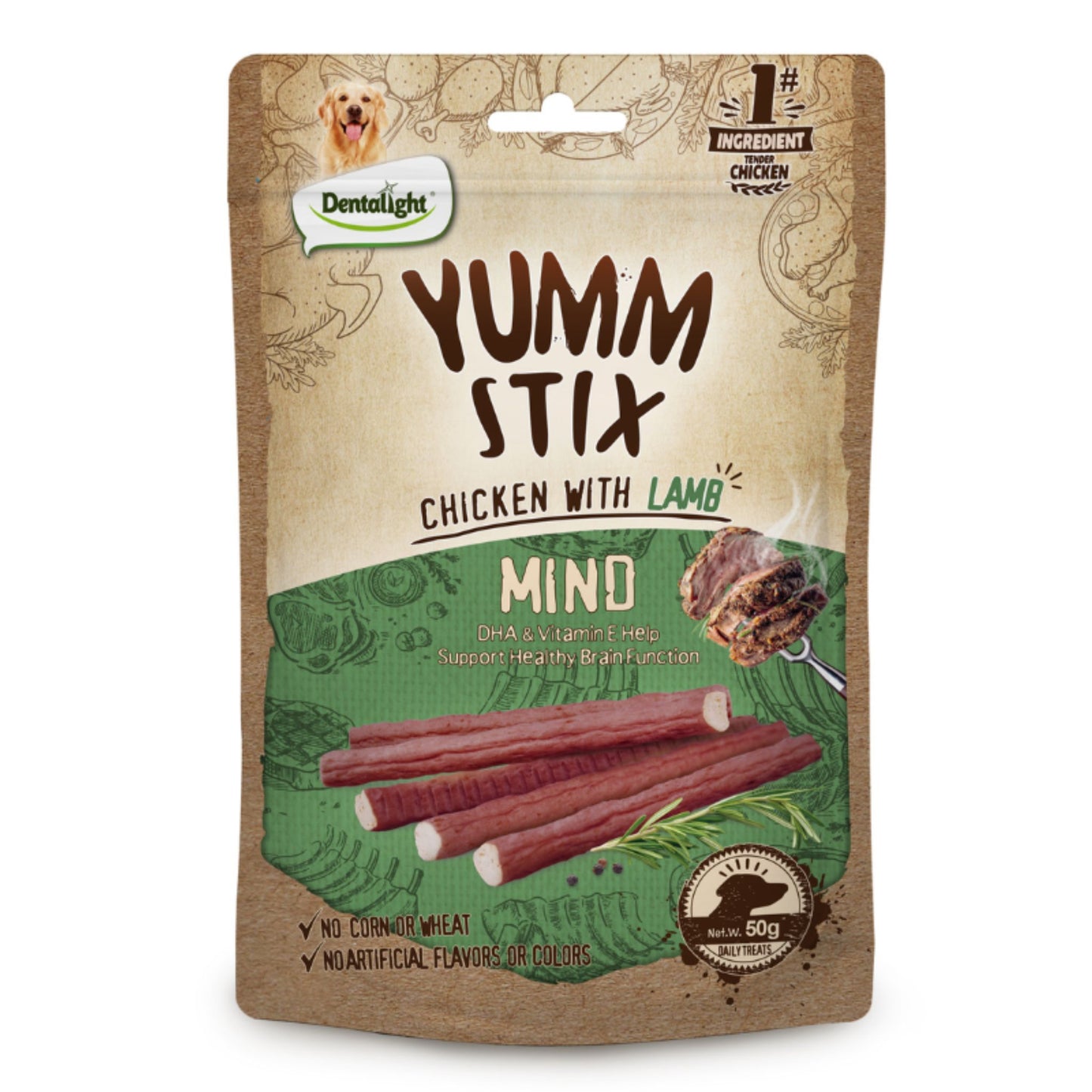 Dentalight Yumm Stix Dog Treats With Chicken & Lamb - 50g