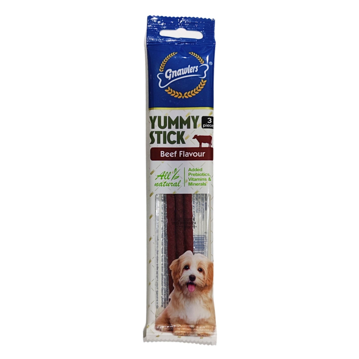 Gnawlers Yummy Meaty Stick For Dog Beef Flavour - 3pcs/20g