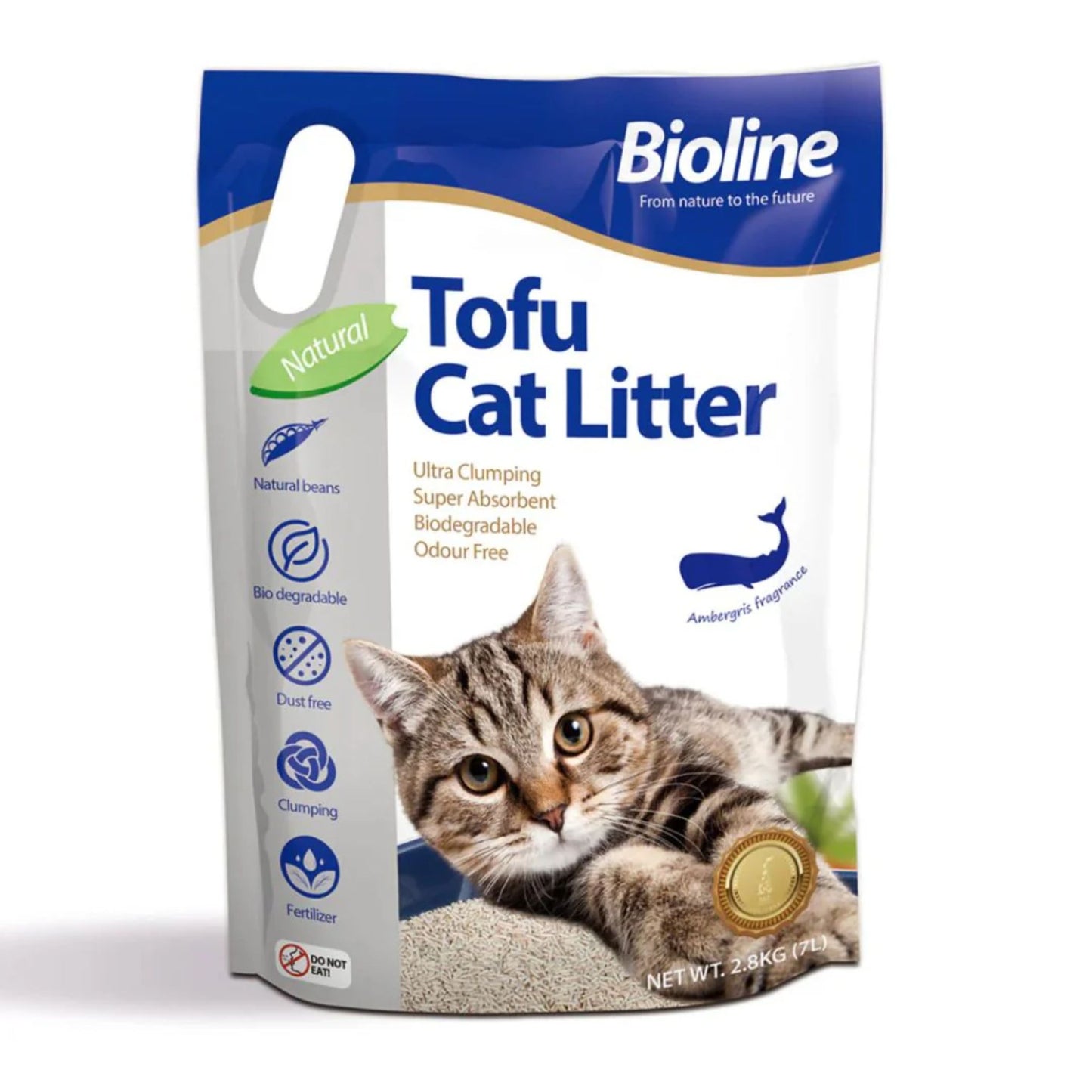 Bioline Tofu Cat Litter Ambergris Scented Clumping Litter - 7L