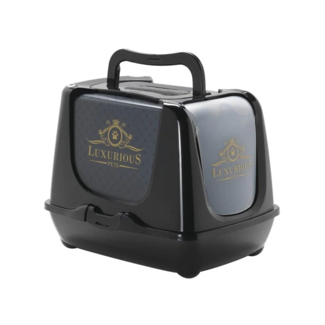 Moderna Trendy Cat Litter Box Black Covered Toilet - XL