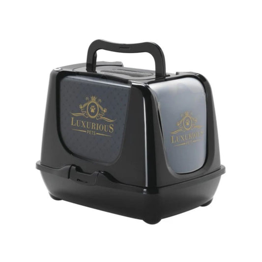 Moderna Trendy Cat Litter Box Black Covered Toilet - XL