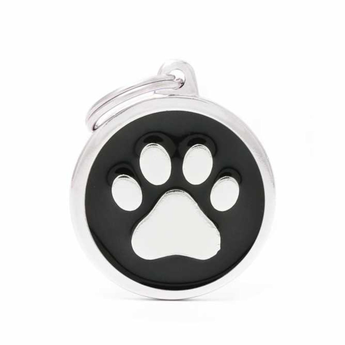 My Family Big Black Circle Paw Pet ID Tags