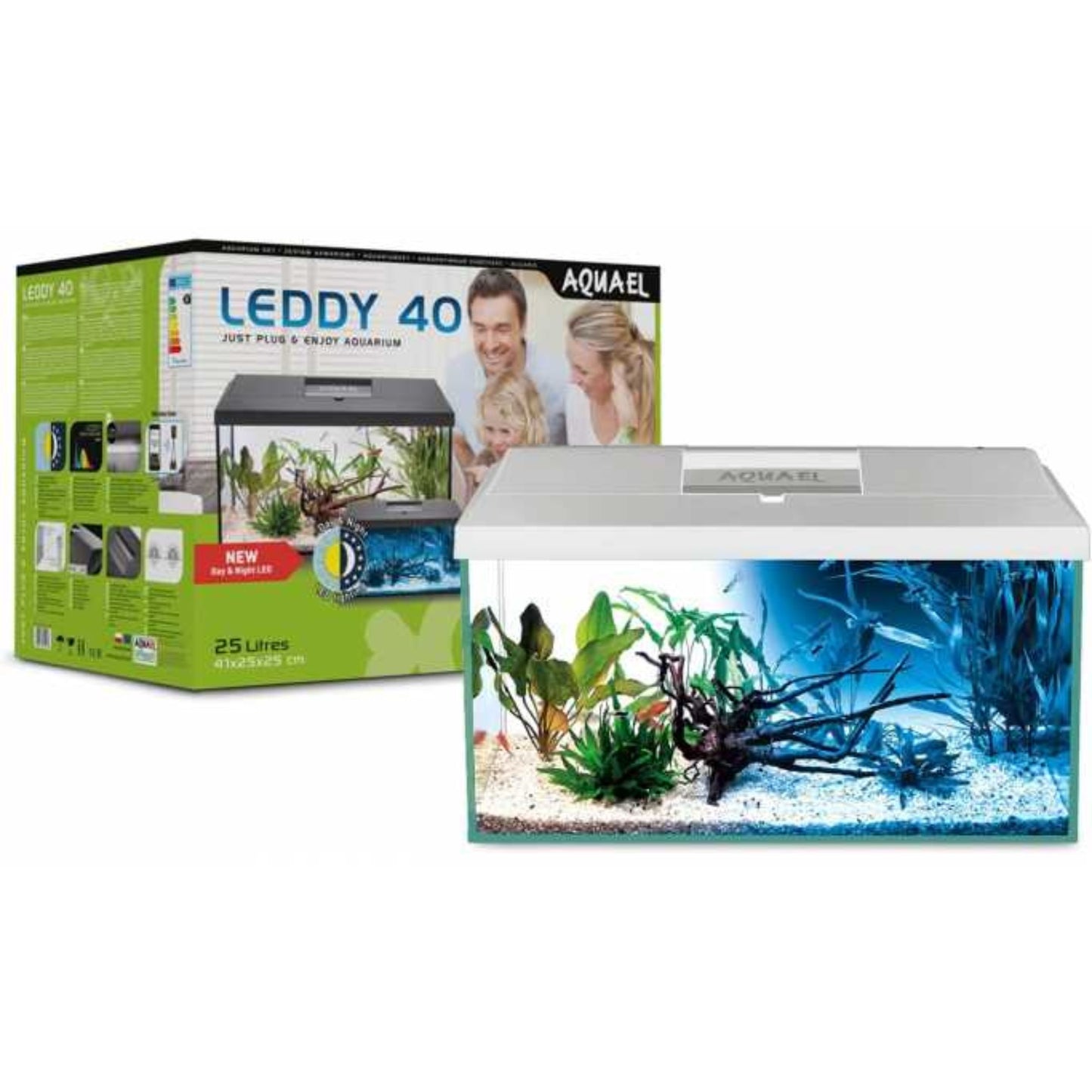 Aquael Aquarium Leddy Day & Night Plus Set White - 40cm