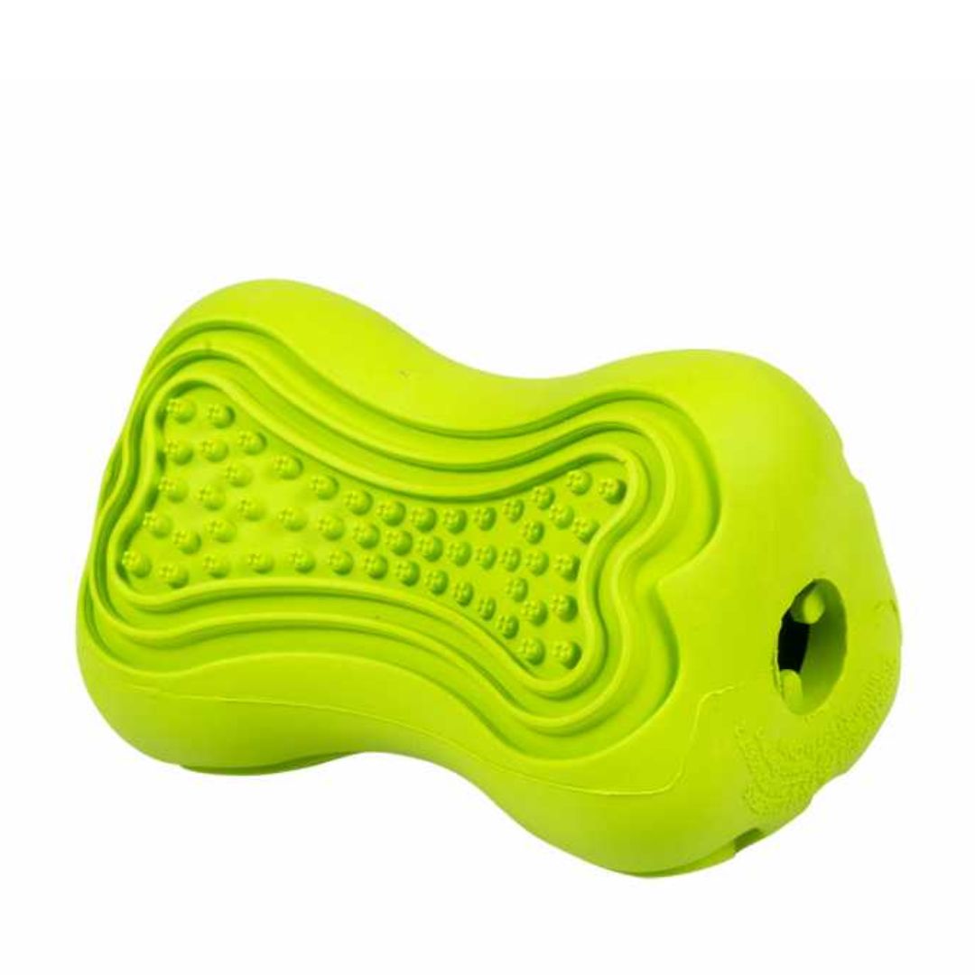 Duvo+ Rubber Dental Bone Dog Dispenser Toy – 8x5.5x5.5cm, Green