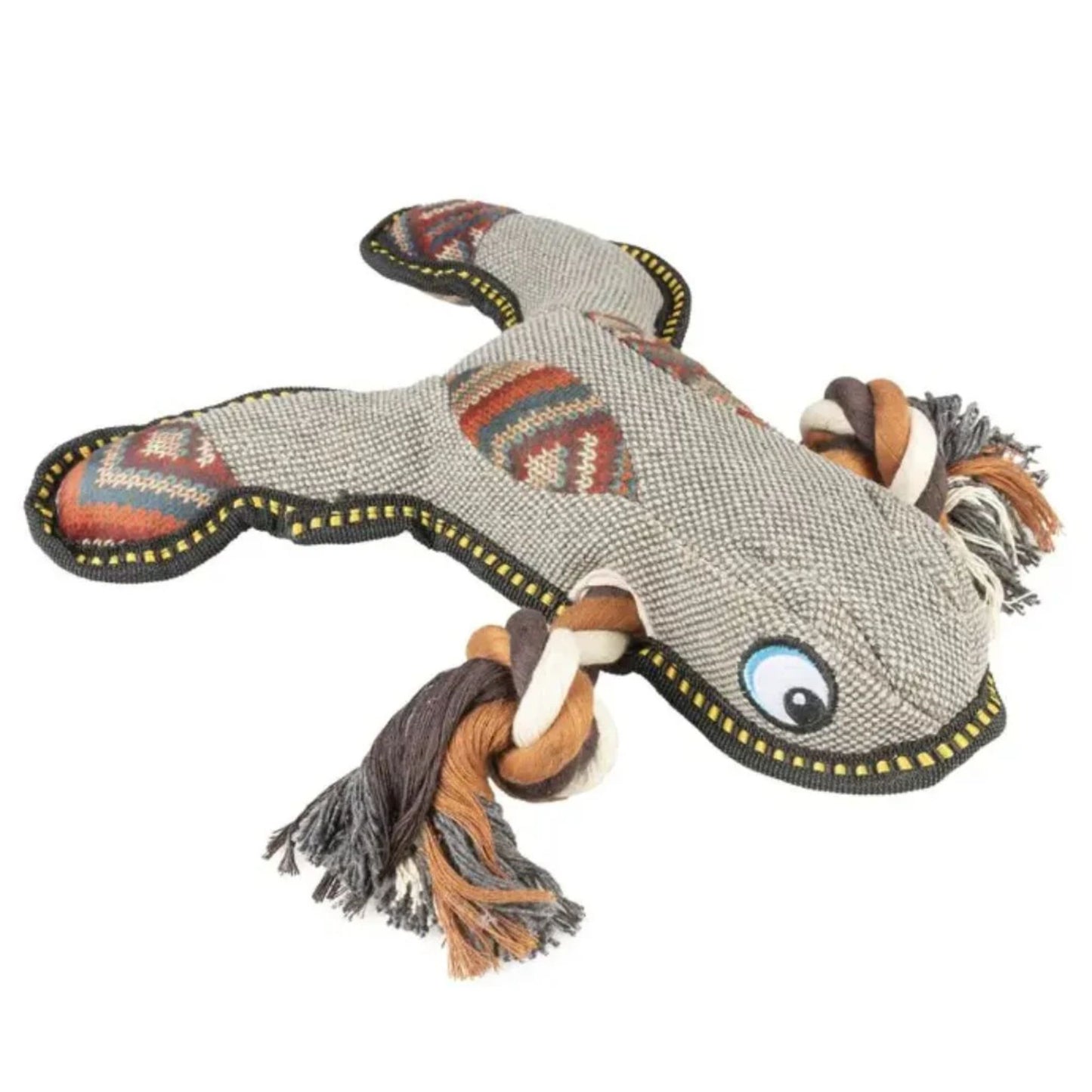 Duvo+ Canvas Frog Dog Squeaky Plush Toy Grey - 30x27x7cm